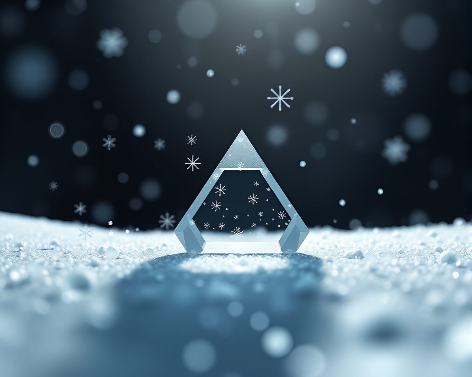 16-bit style image of snowflakes in a time dilation prism field