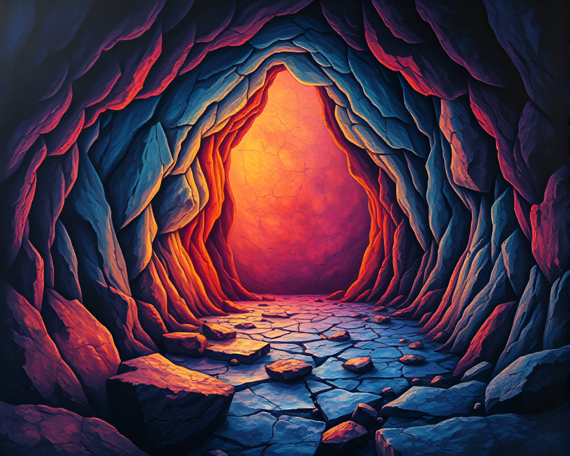 Neon Cave Painting: Desert Cracks – free AI stock image