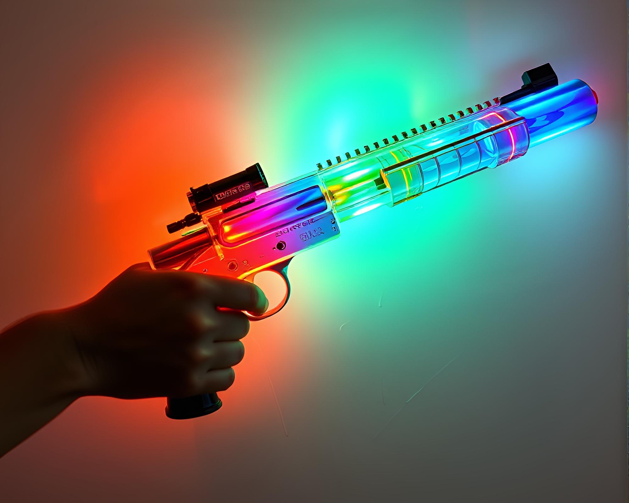 Iridescent Soap Film Plasma Rifle Library Lamp Art – free AI stock image