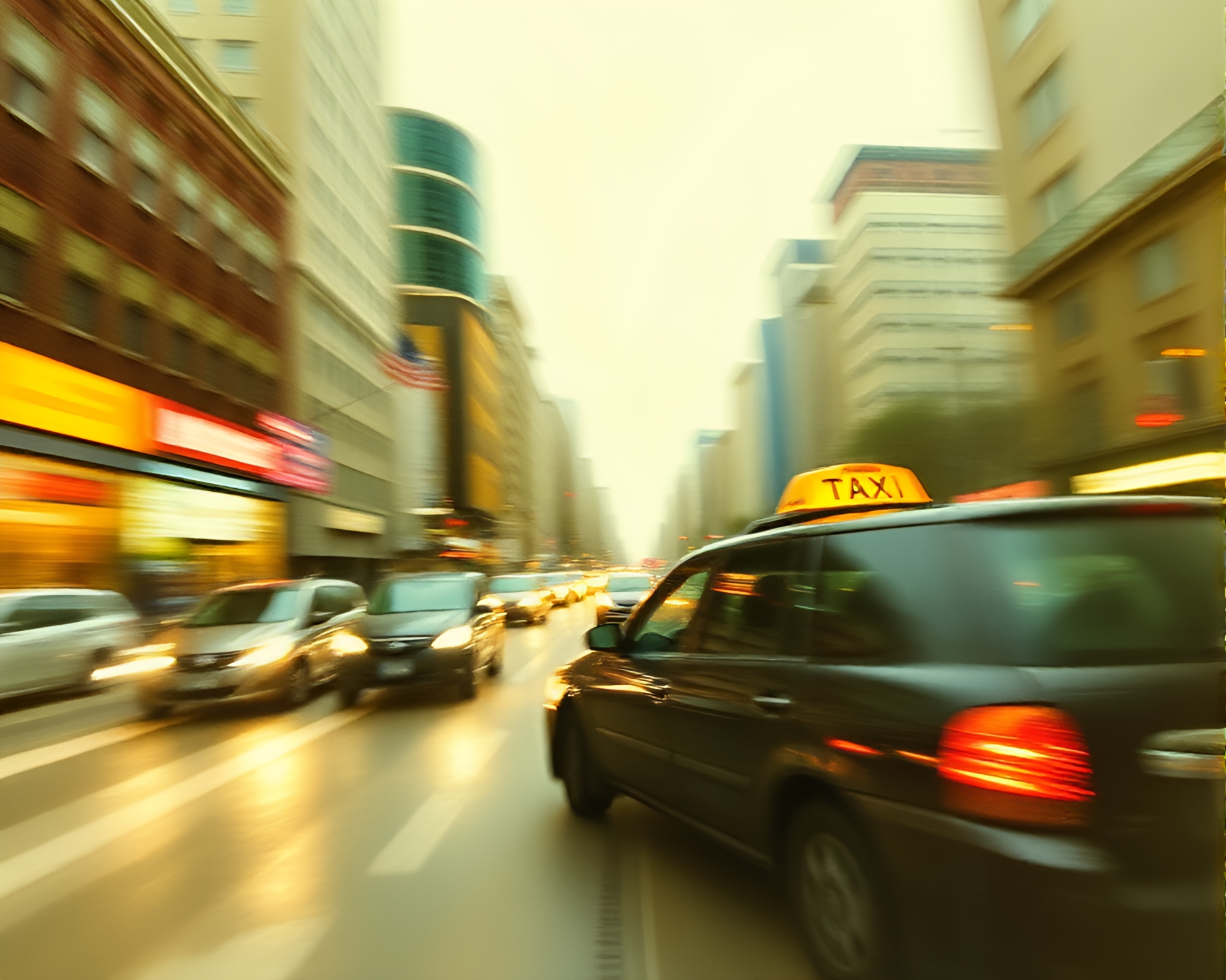 Parallel Universe Taxi Blur Streak Watercolor Painting – free AI stock image