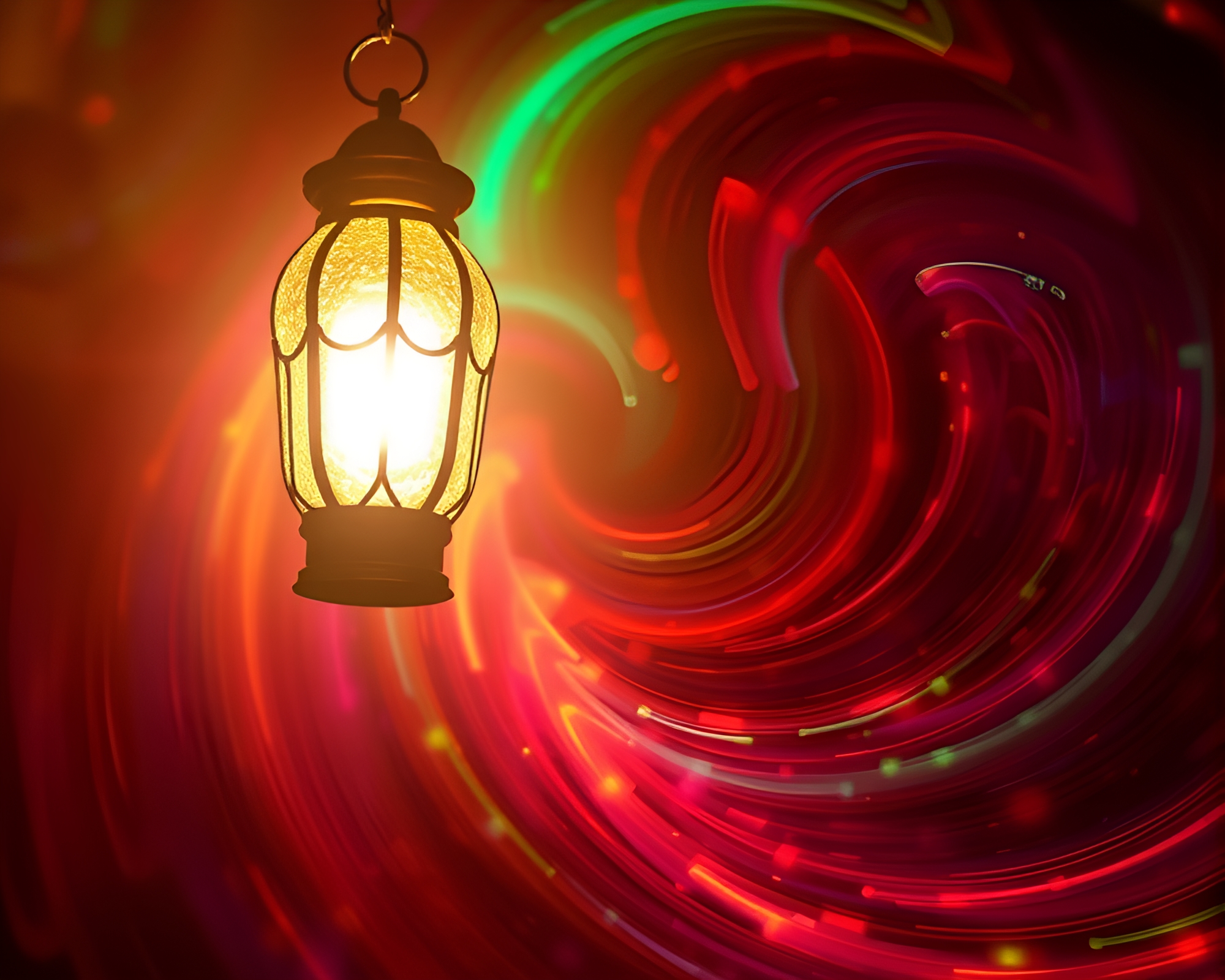 Psychedelic Swirl Lantern Light Procedural Texture Composition – free AI stock image