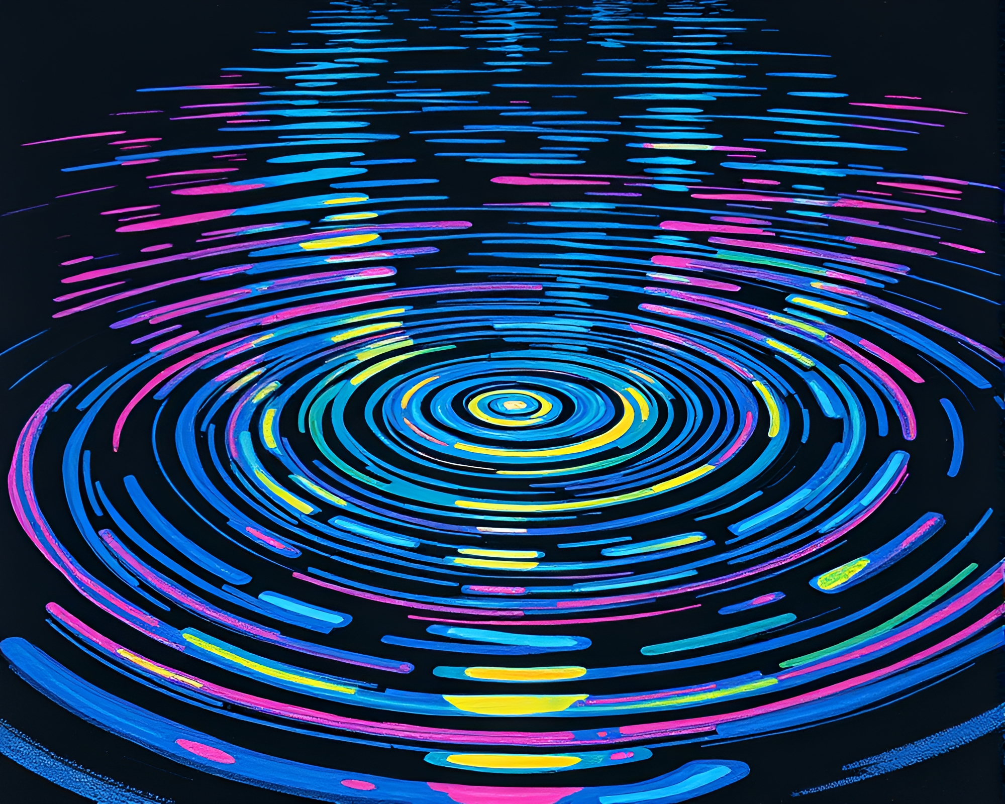 Psychedelic Water Ripples Swirling in Conté Crayon Glow – free AI stock image
