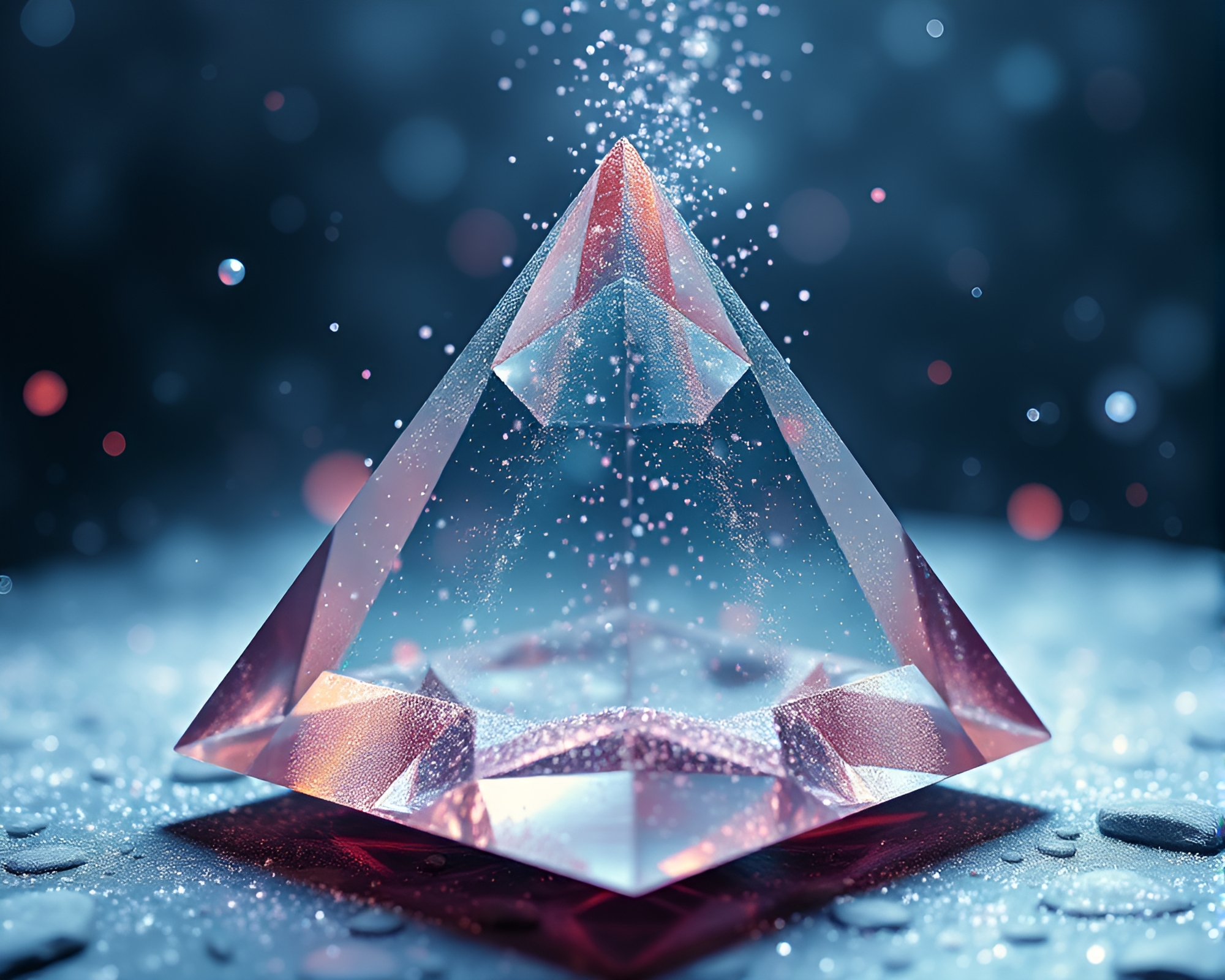 Glass Pyramid Floating in Cosmic Dust Origami Style – free AI stock image
