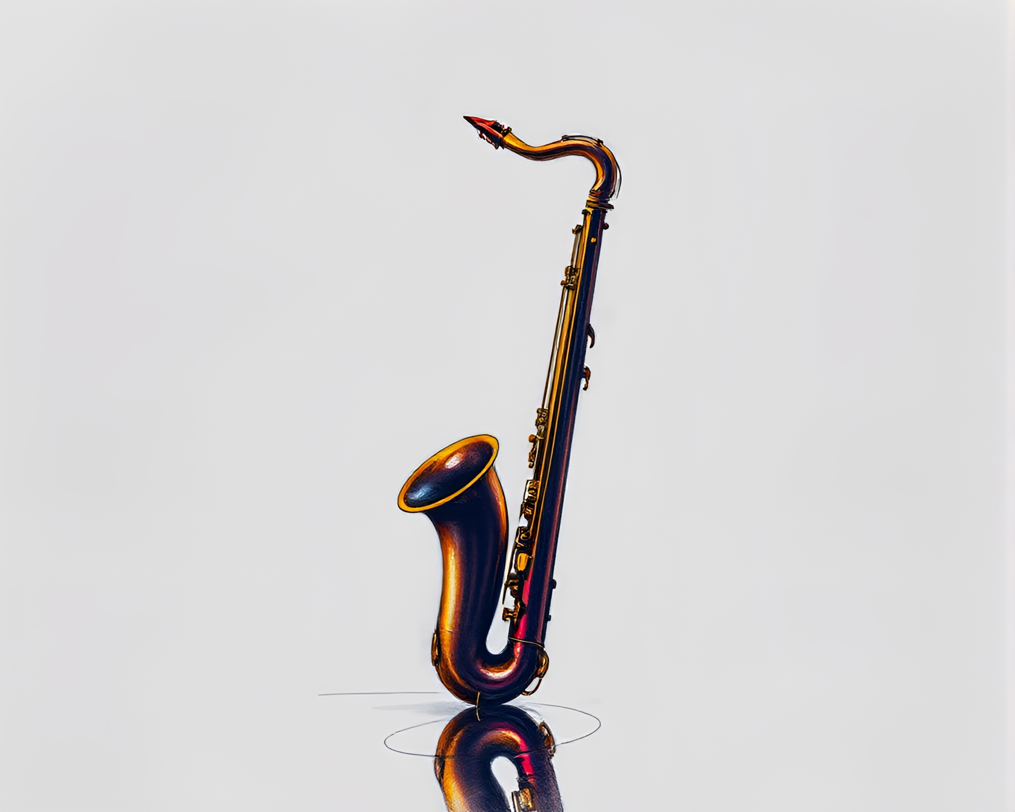 Saxophone Reflection Silhouette in Retro Conté Crayon – free AI stock image