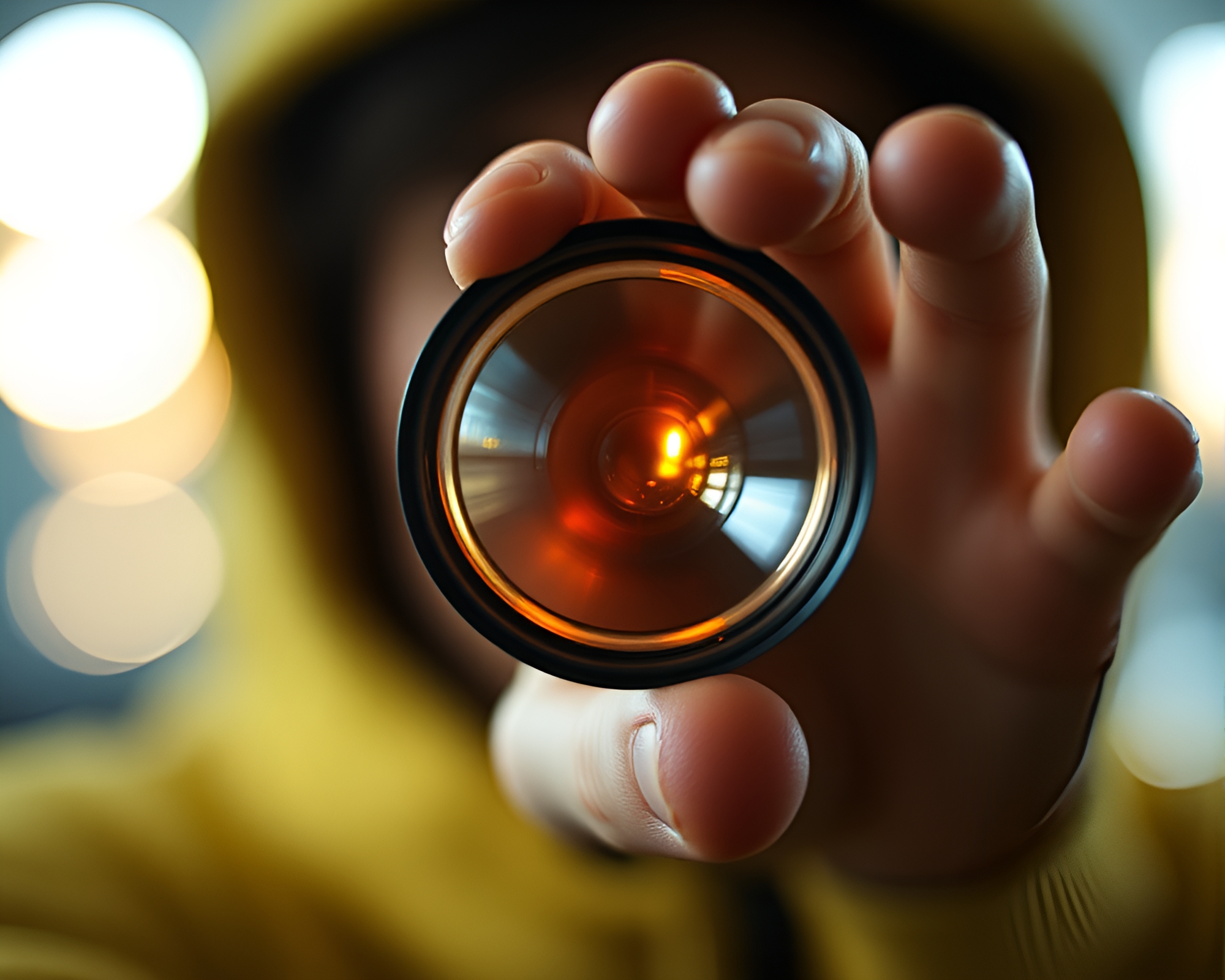 Cybernetic Hand with Lens Distortion and Rim Lighting – free AI stock image