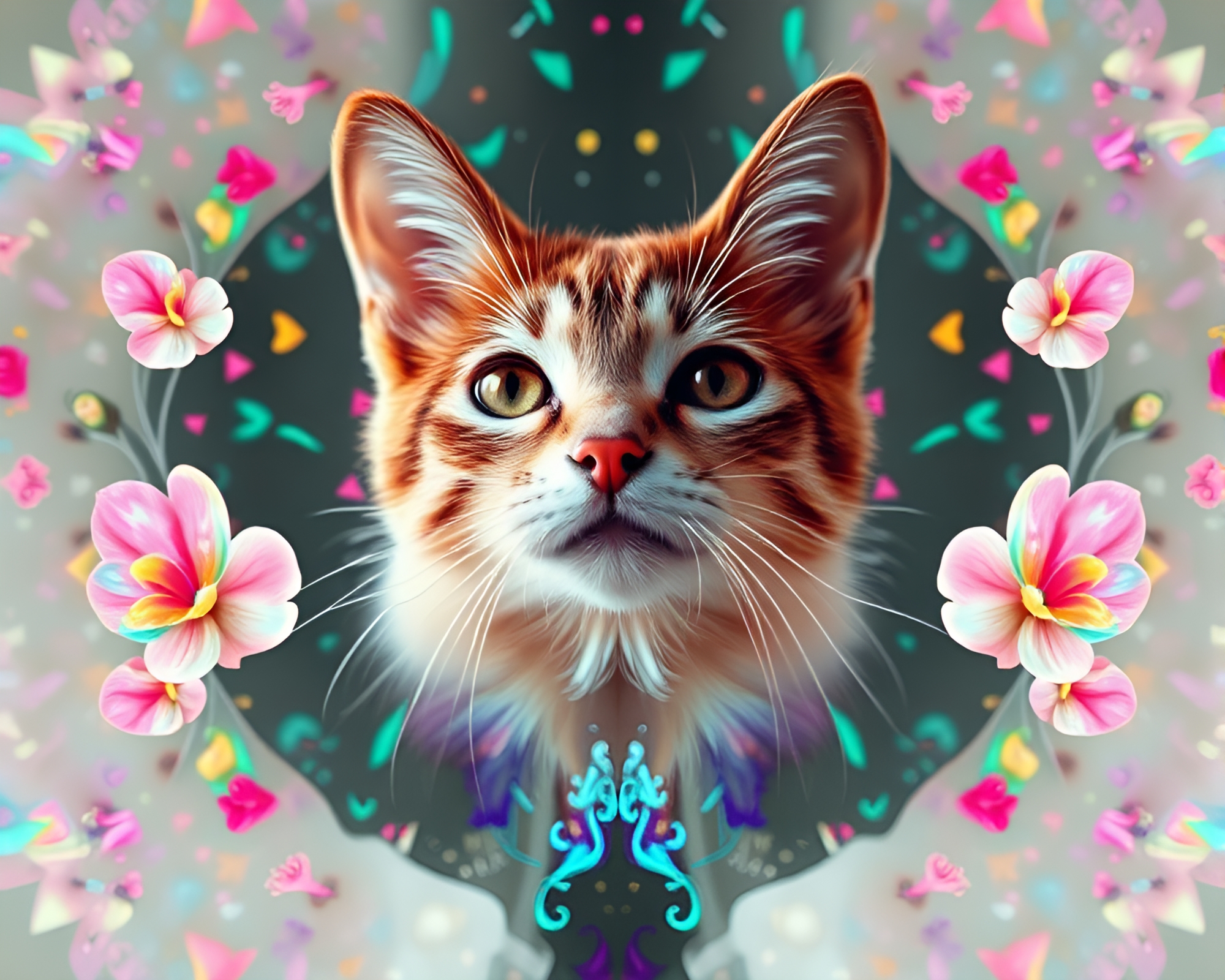Holographic Fox in Digital Collage of Dreams – free AI stock image