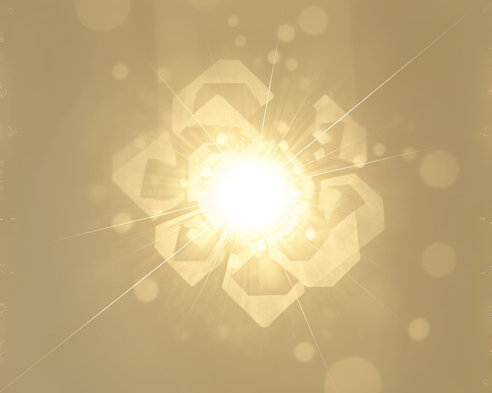 Abstract etched designs with glowing light streaks in dreamlike setting