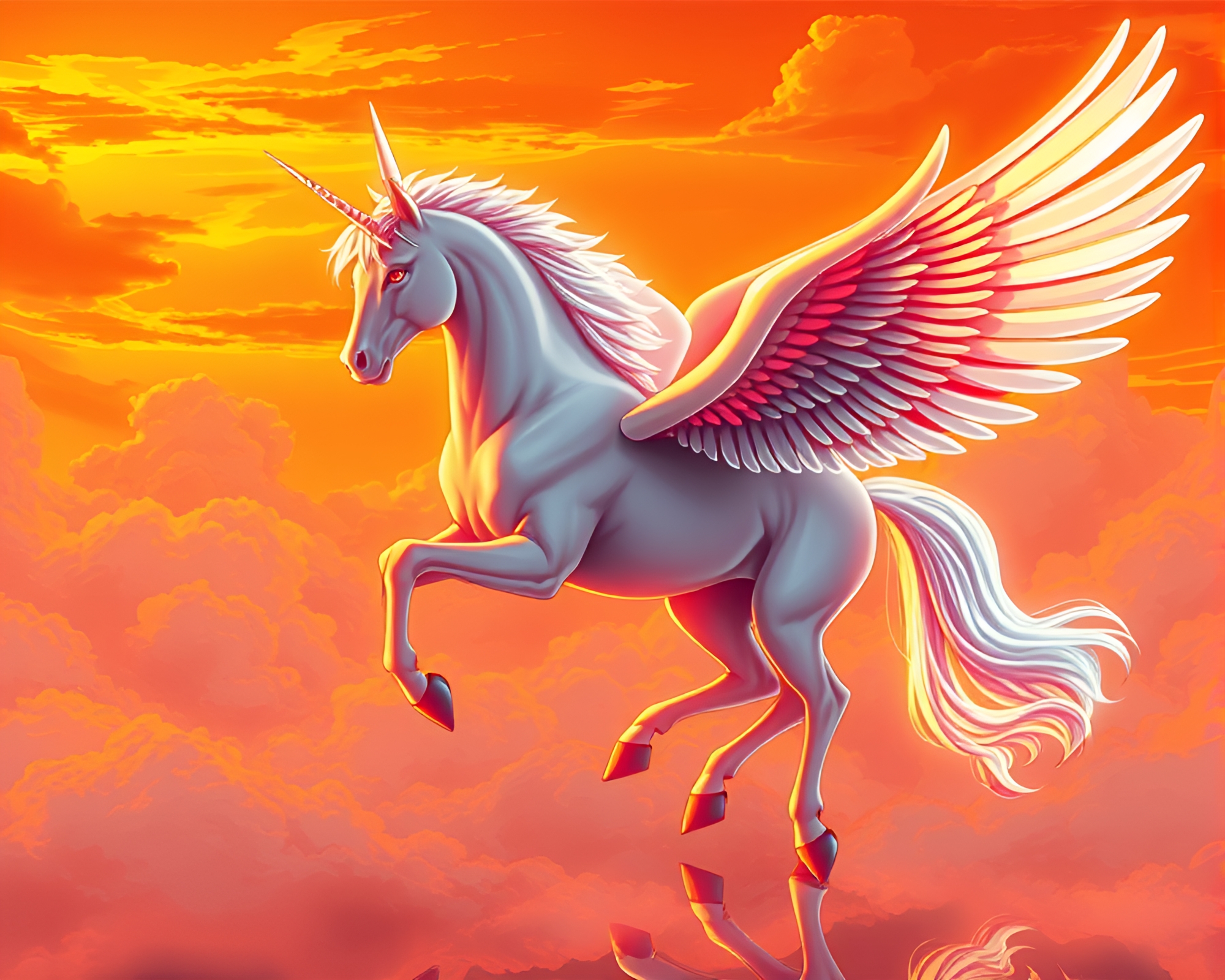 Intricate Anime Pegasus in Neon City Reflections – free AI stock image