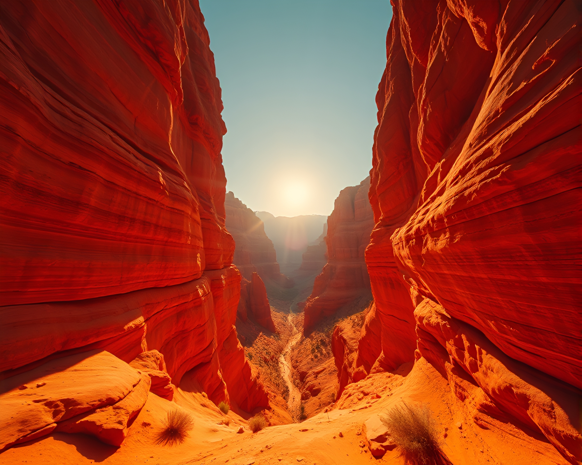 Majestic Canyon at Dusk: Minimalist Wide-Angle View – free AI stock image