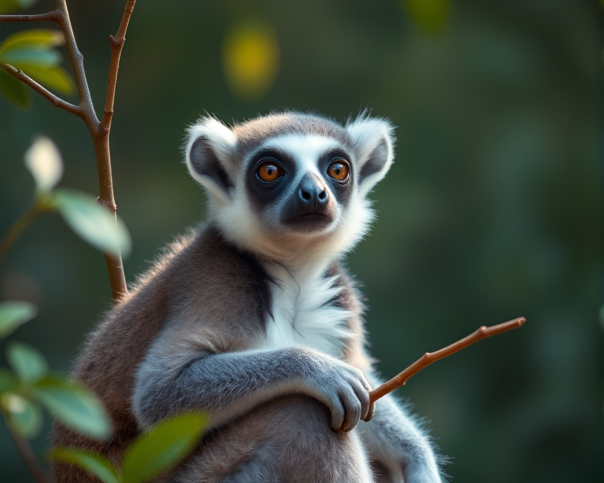 Gentle Lemur Portrait in Soft Pastel Light – free AI stock image