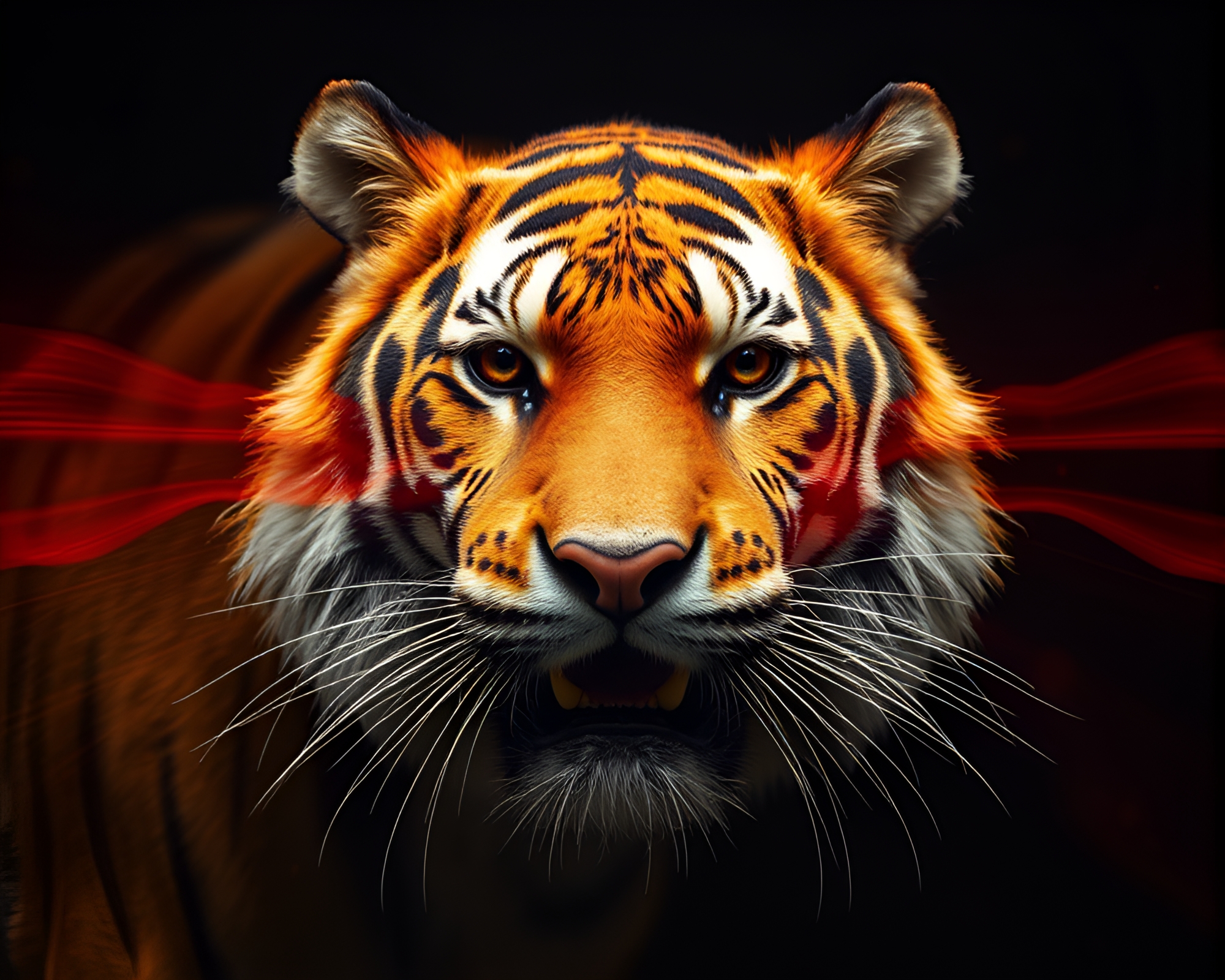 Majestic Tiger in Rule of Thirds Hair Simulation – free AI stock image
