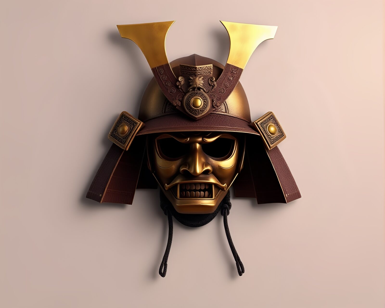 High-poly 3D render of a stunning samurai helmet collage