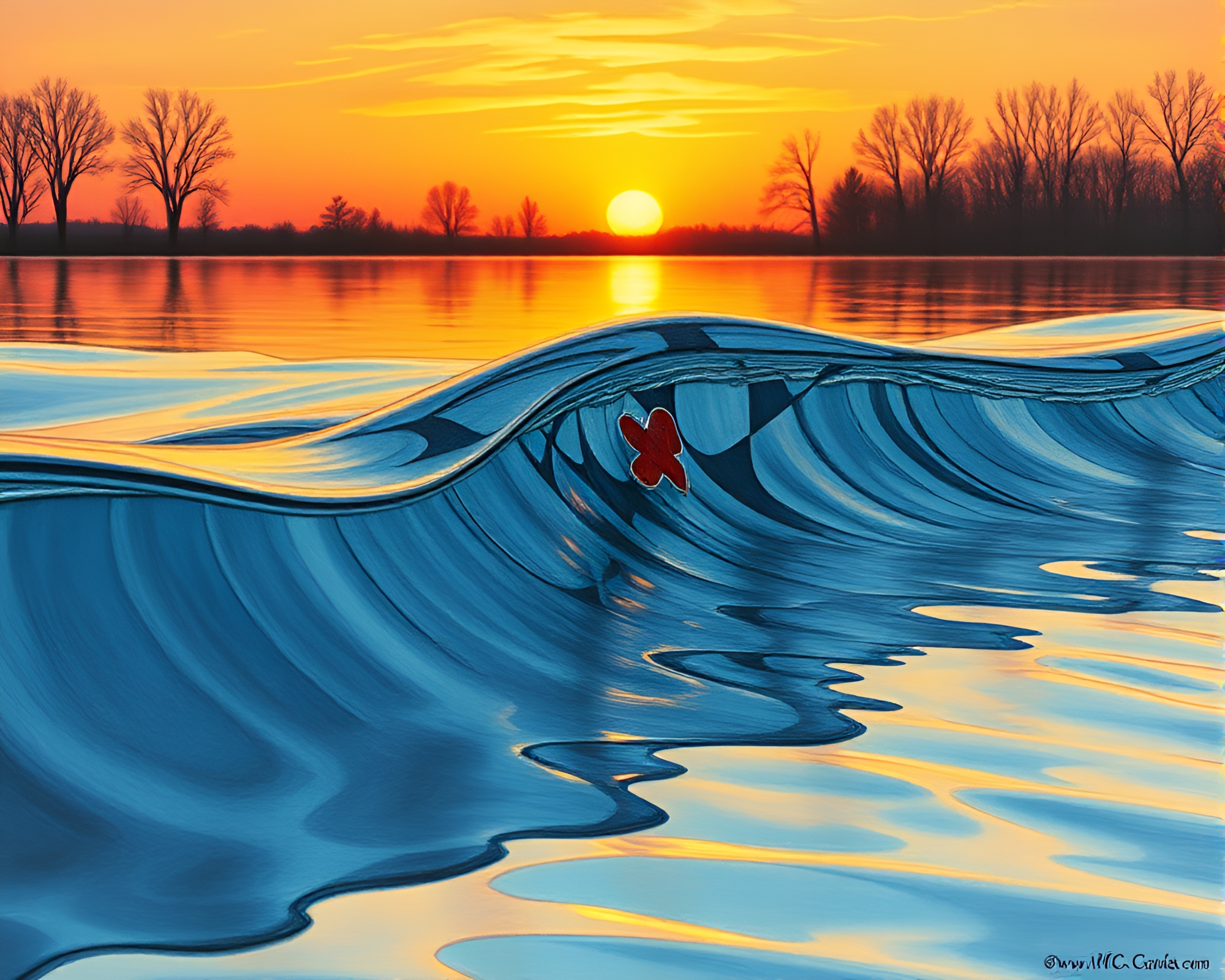Mesmerizing Water Tessellations at Golden Dusk – free AI stock image