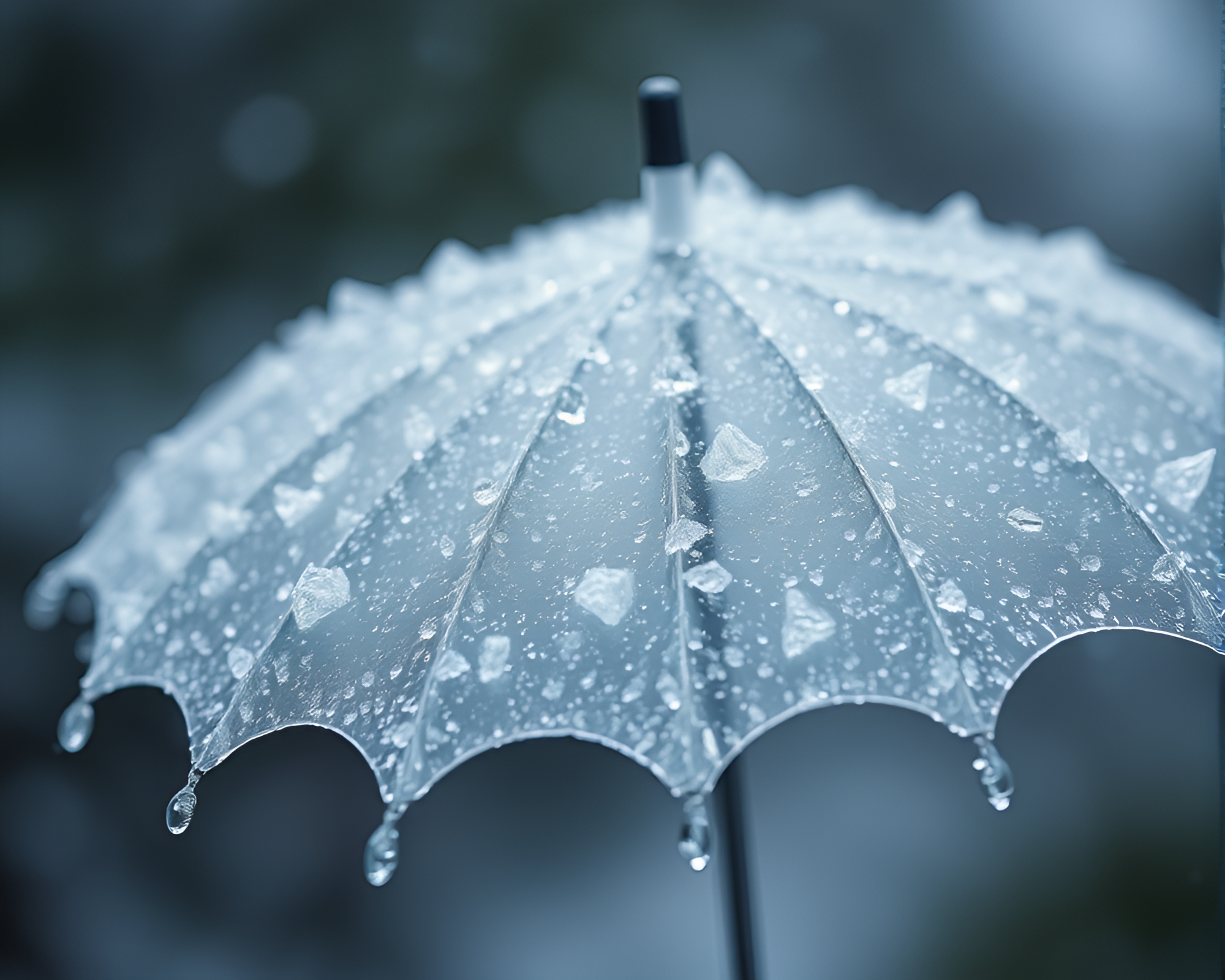 Ivory Umbrella in Ice Crystal Forest – free AI stock image