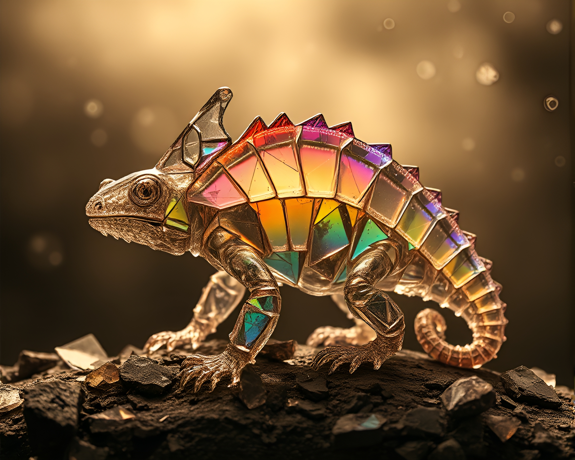 Shattered Armadillo in Cosmic Sepia Spectrum – free AI stock image