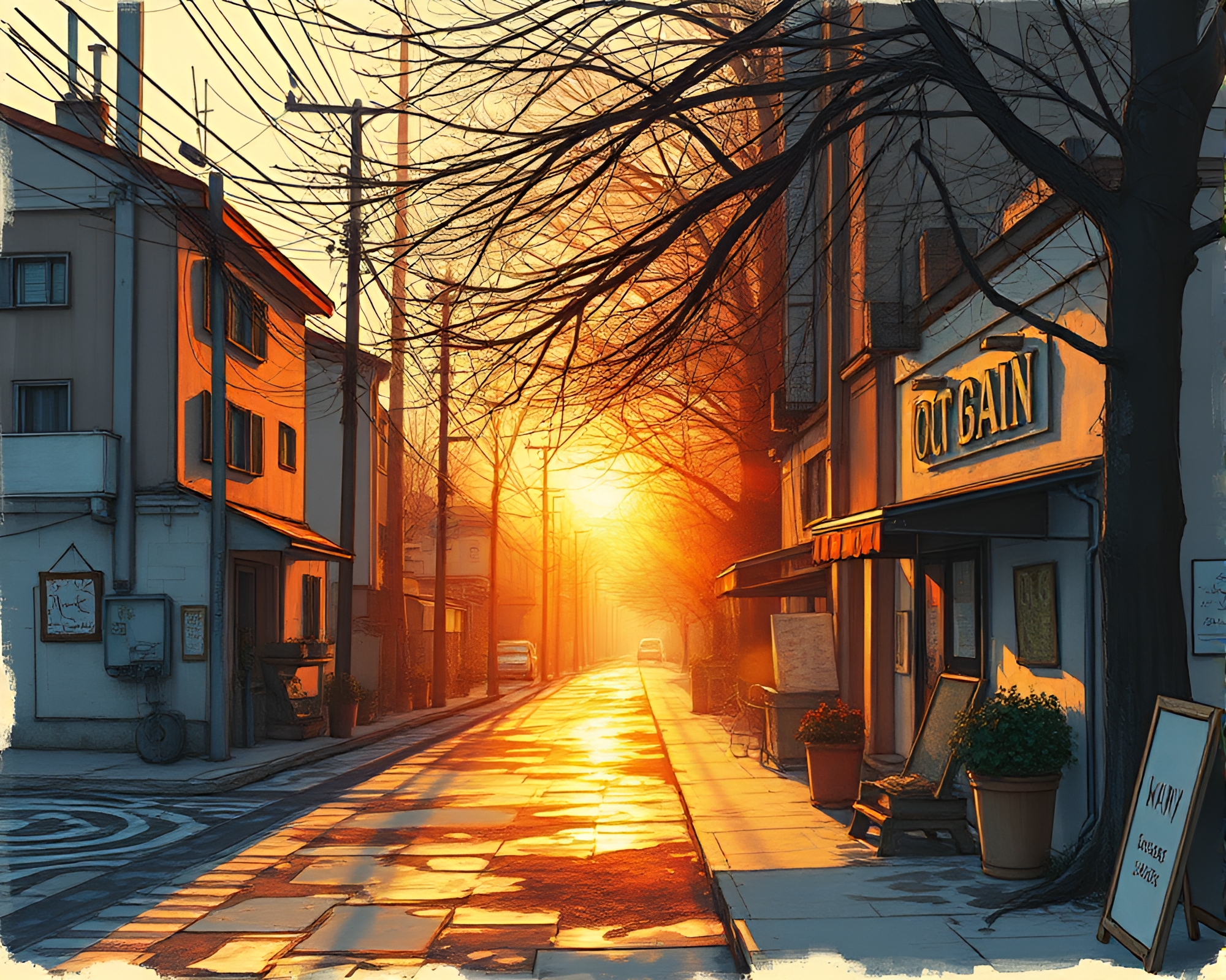 Manga Street Art Dreams in Morning Glow Light – free AI stock image