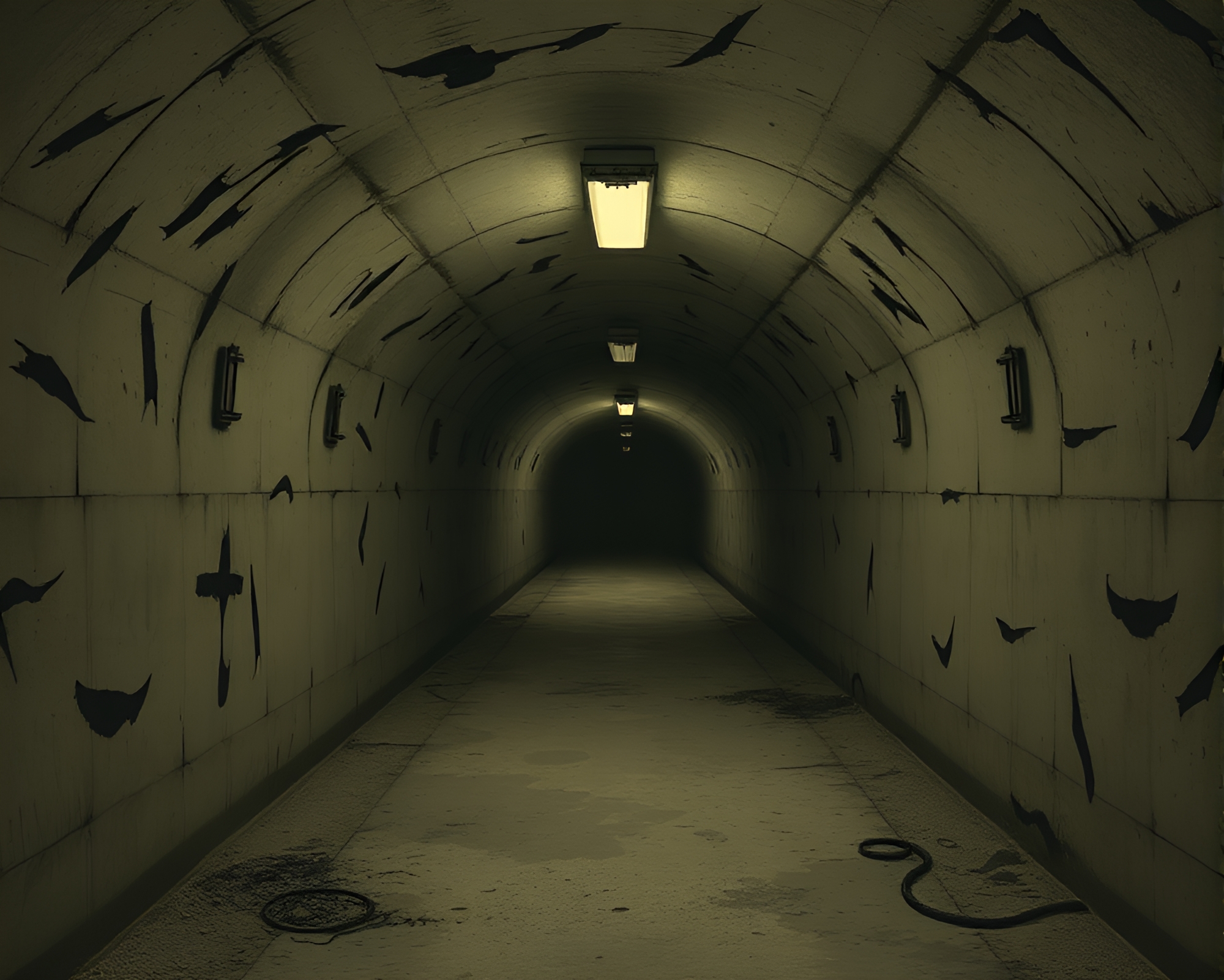 Eerie Underground Bunker with Dust Overlay – free AI stock image