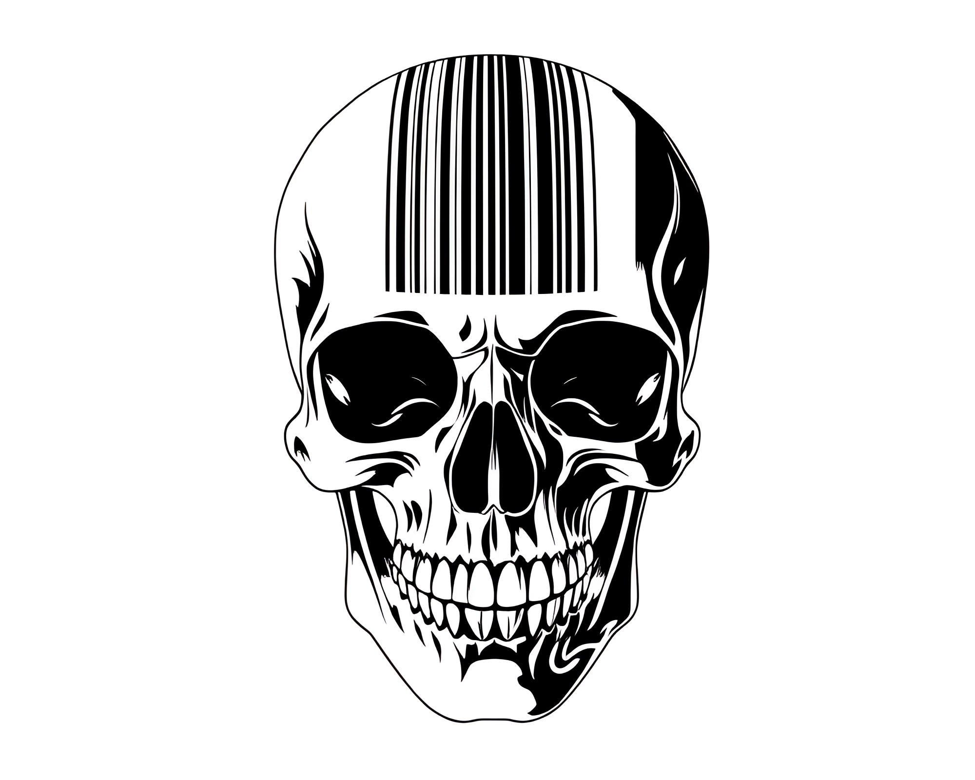 Barcoded Crystal Skull in Ivory White Pop Art – free AI stock image
