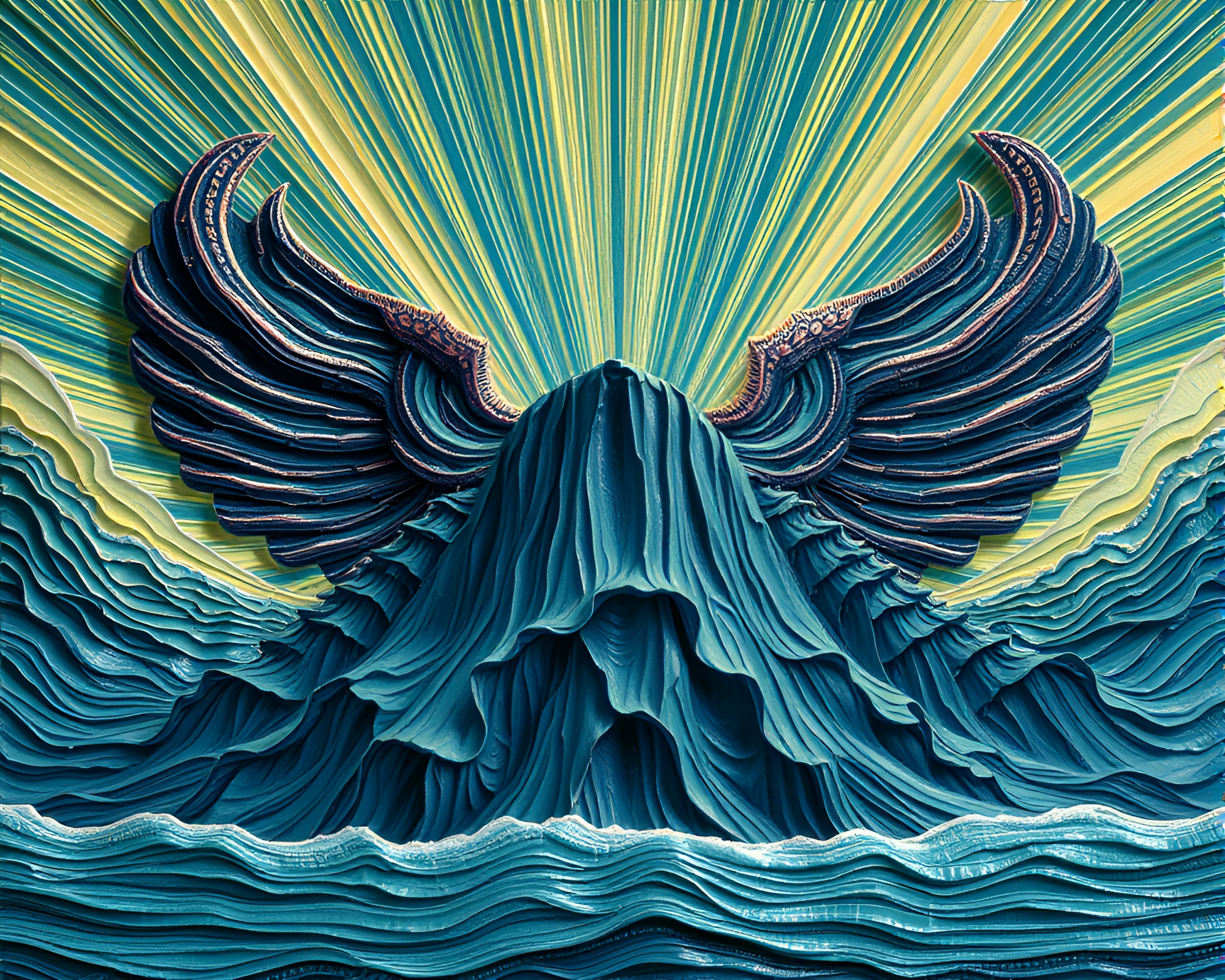 Hydra Rising in Impasto Oil with Divine Light – free AI stock image