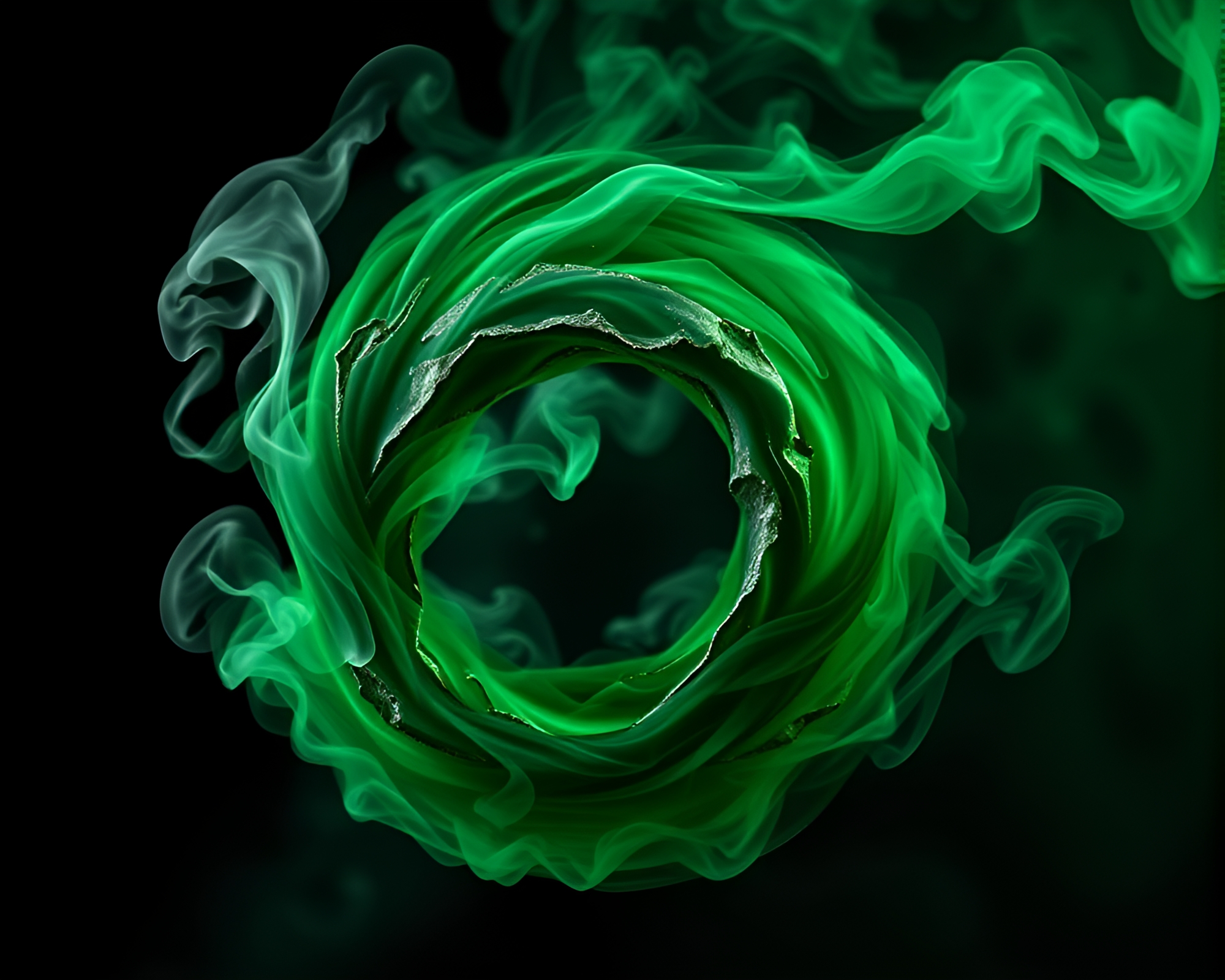 Mystical Stone Circle with Emerald Smoke Swirls – free AI stock image