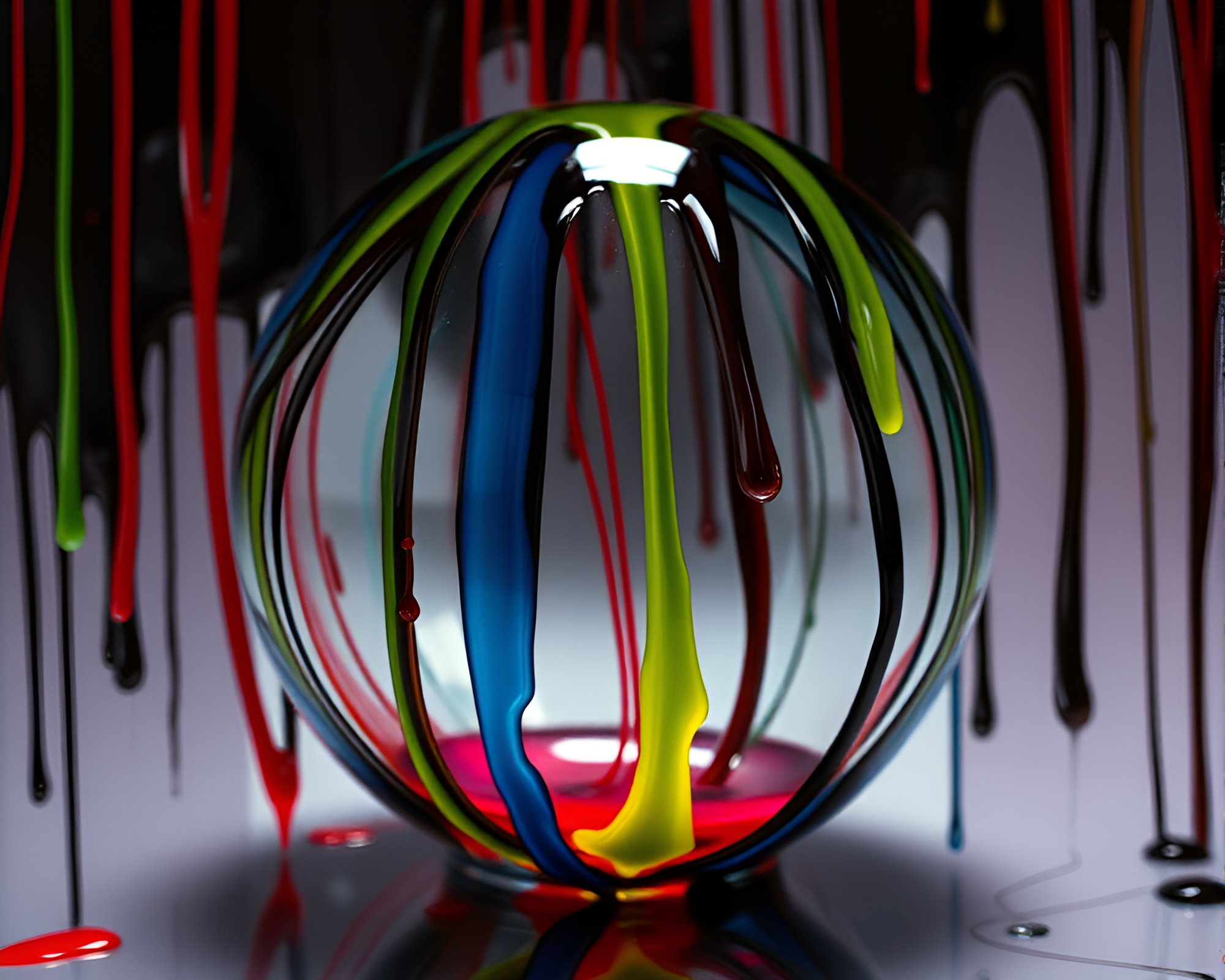 Surreal Film Noir Murano Glass Paint Drips – free AI stock image