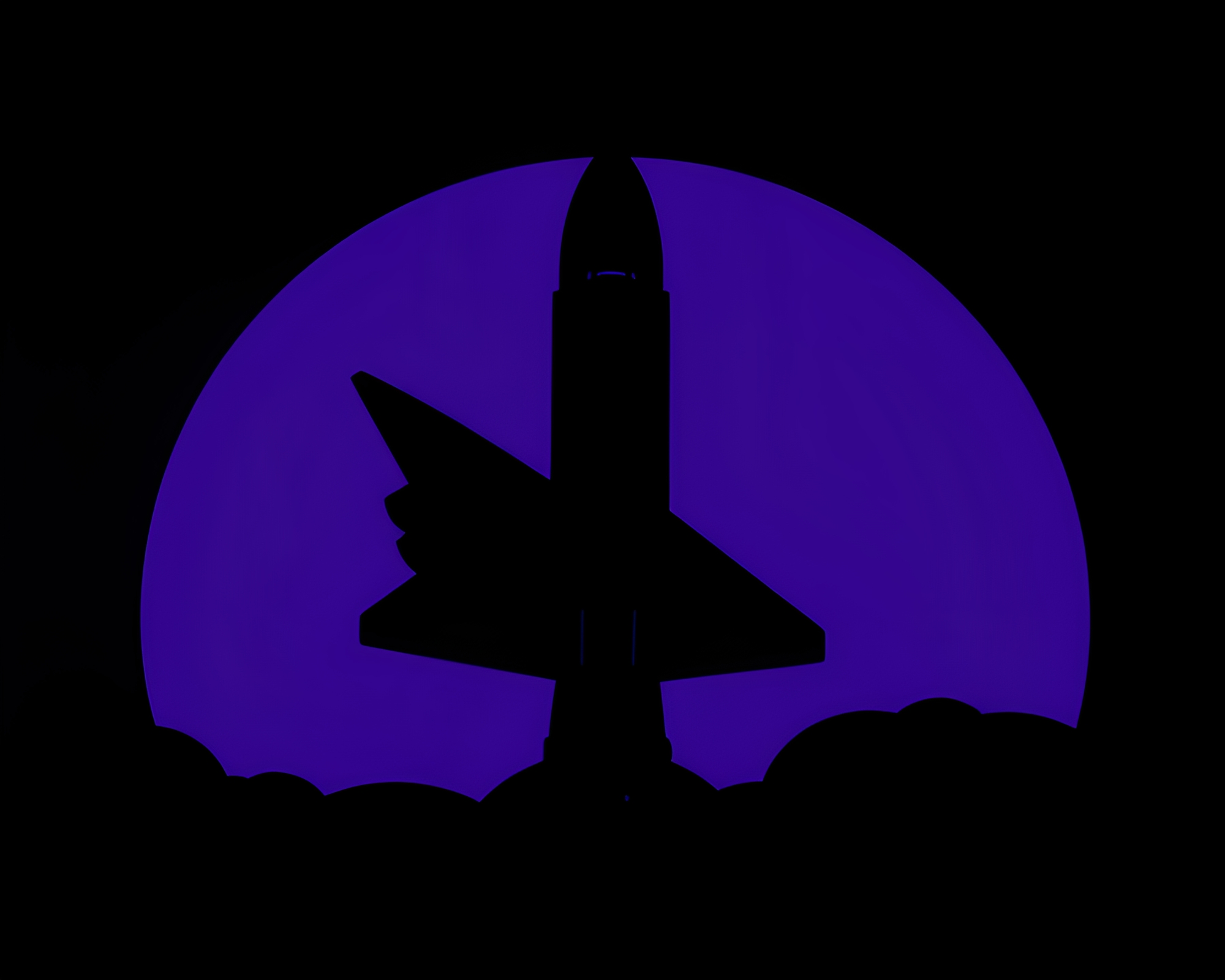Twilight Purple Space Shuttle Silhouette Stencil Art – free AI stock image