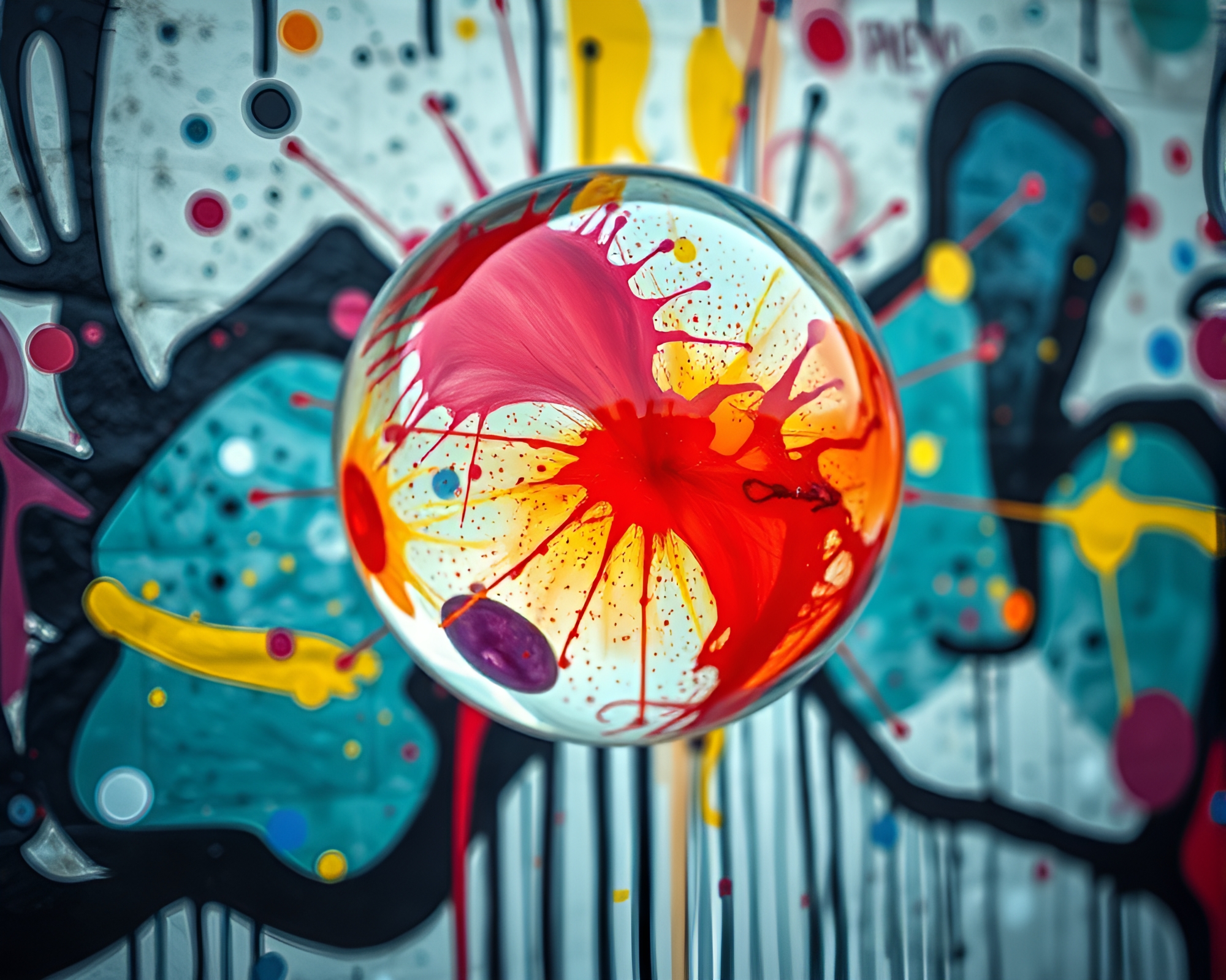 Glass Orb Mural Graffiti HDR Artwork – free AI stock image