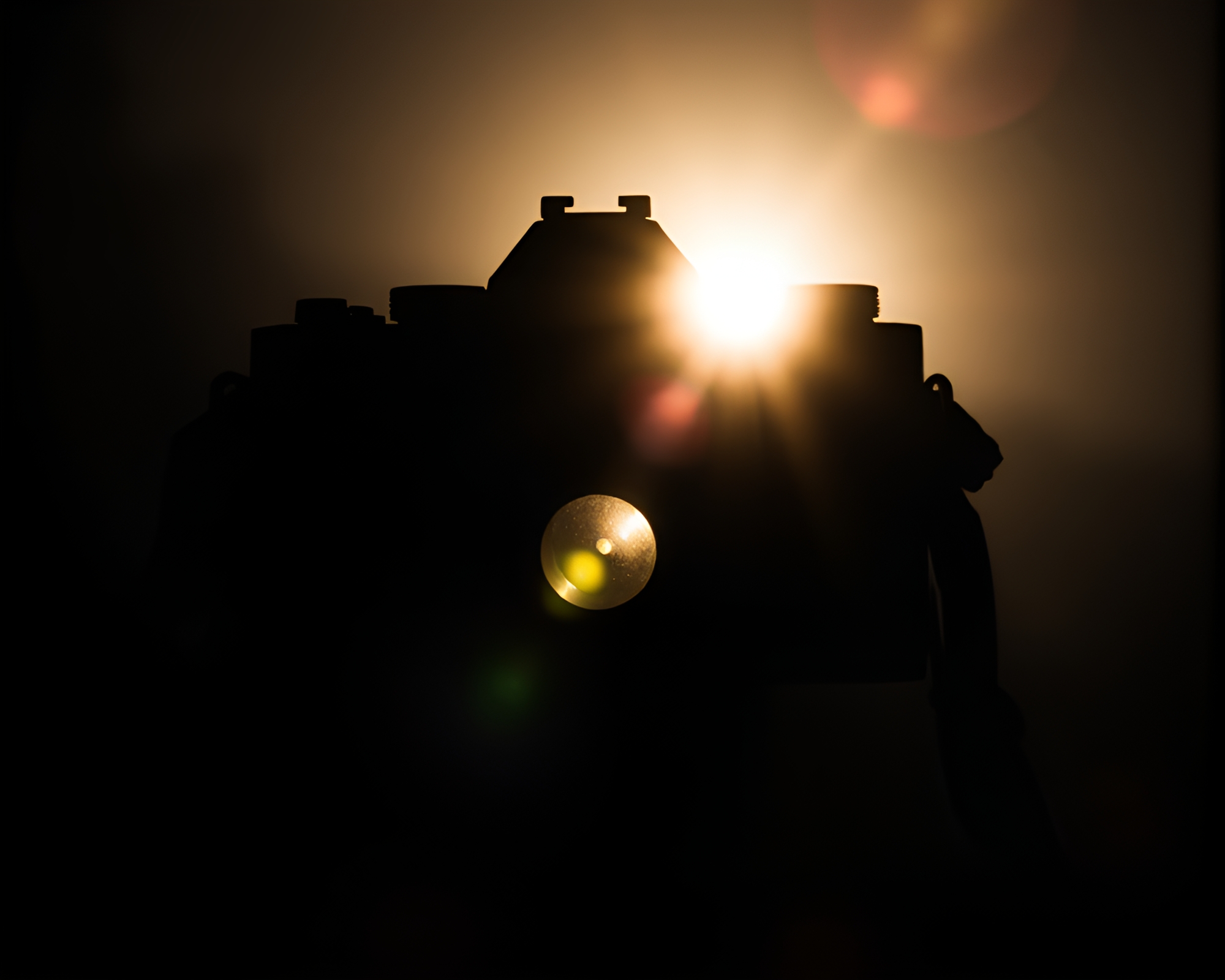 Retro Camera Lens Flare Silhouette Scanlines – free AI stock image
