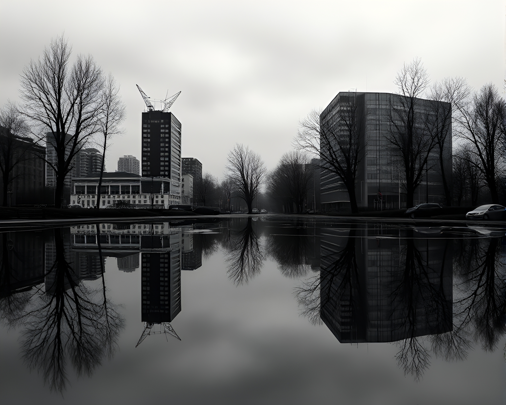 Sinister Hydra Reflections in Distorted Collage – free AI stock image