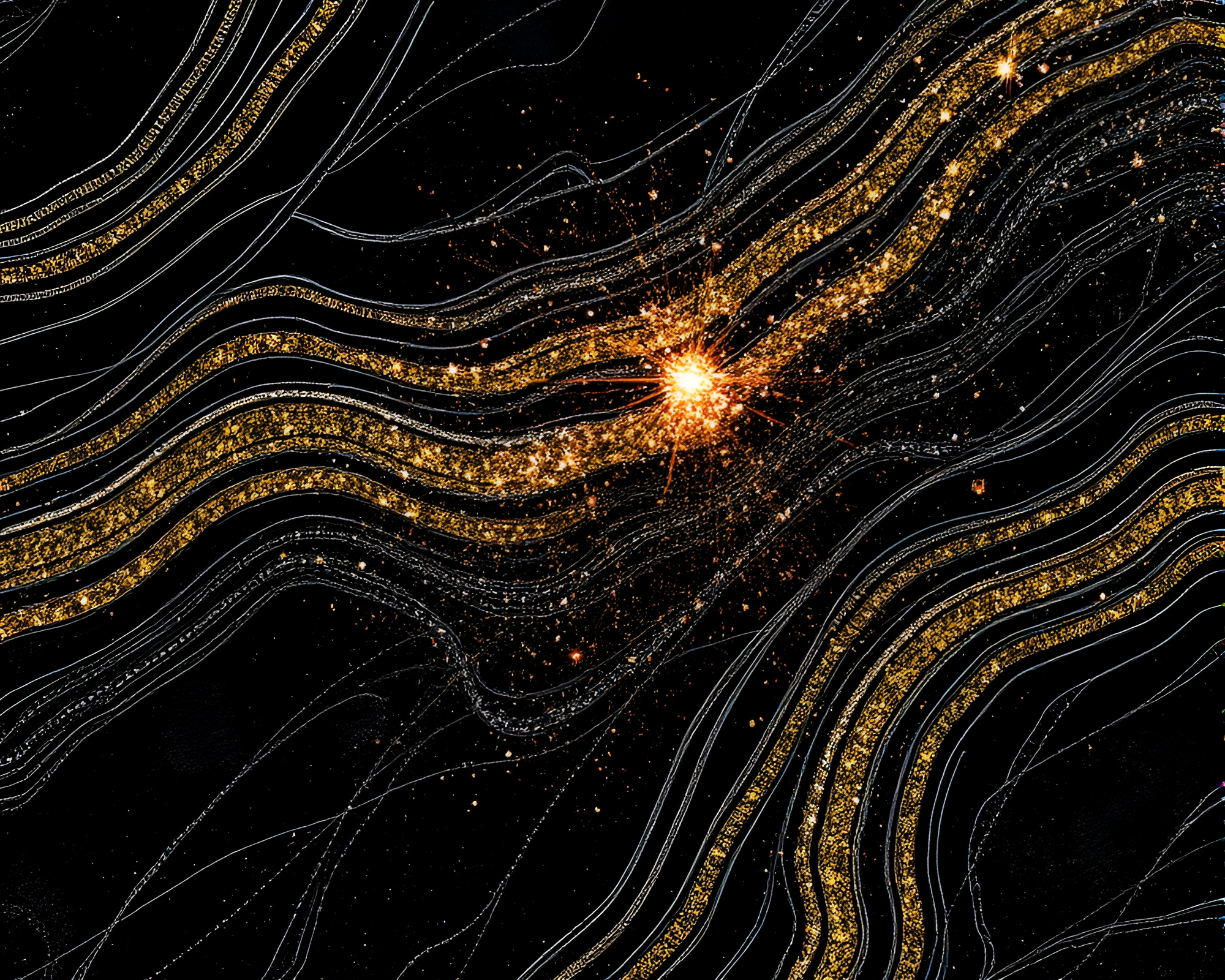 Woodblock Print Augmented Reality Metallic Sparkle Contrasts – free AI stock image