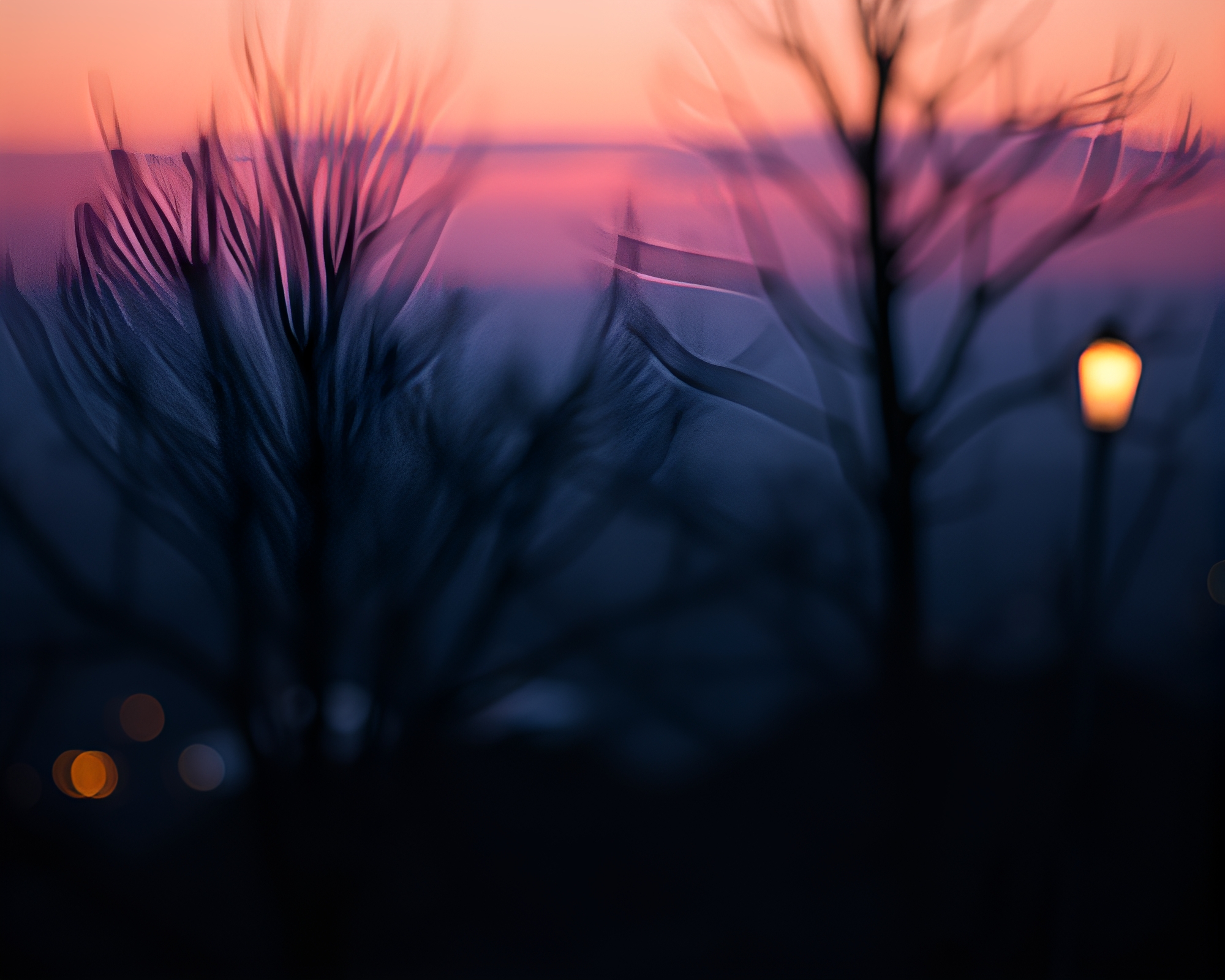 Twilight Runic Neon Art in Soft Focus – free AI stock image