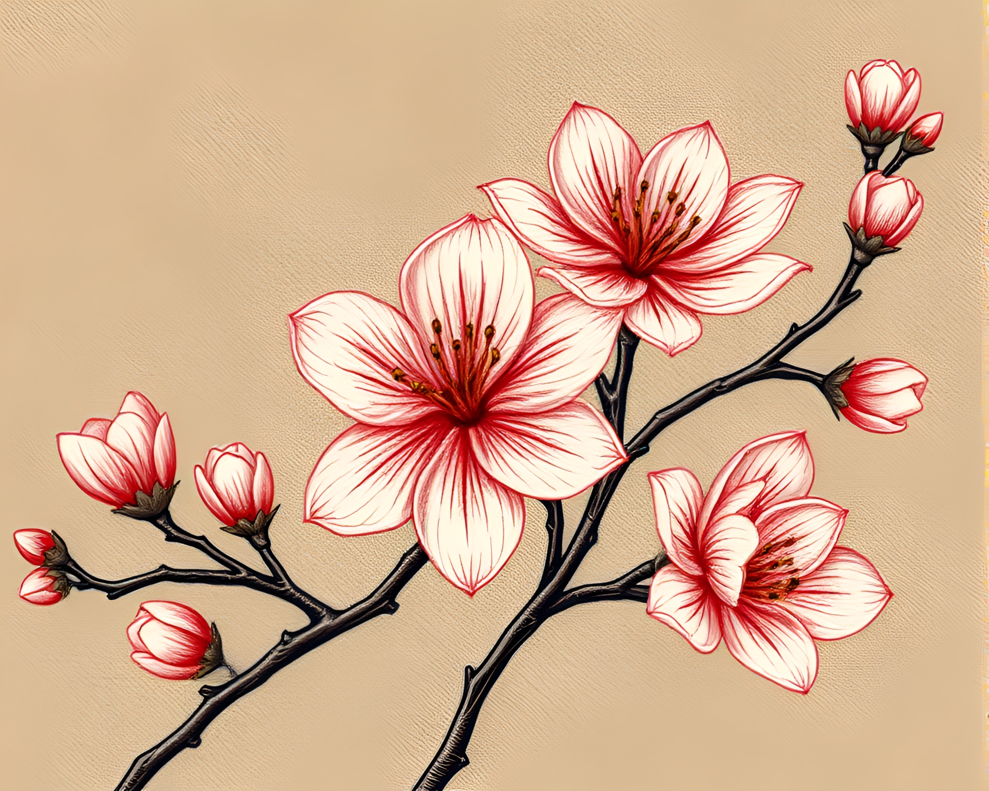 Engraved Spring Blossom Stitched Pattern Composition – free AI stock image