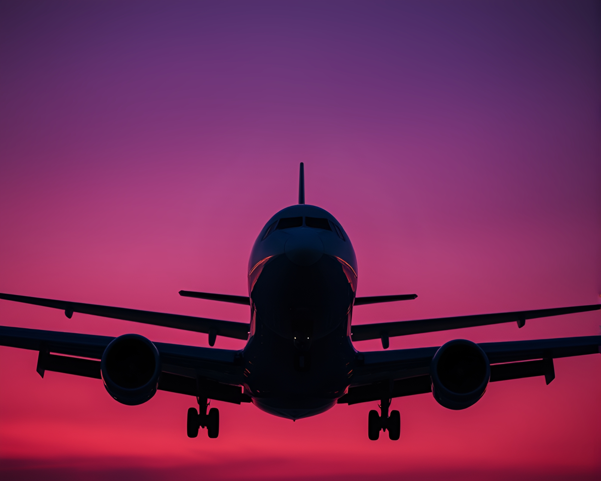 Twilight Purple Airplane in Tight Crop Wideshot – free AI stock image
