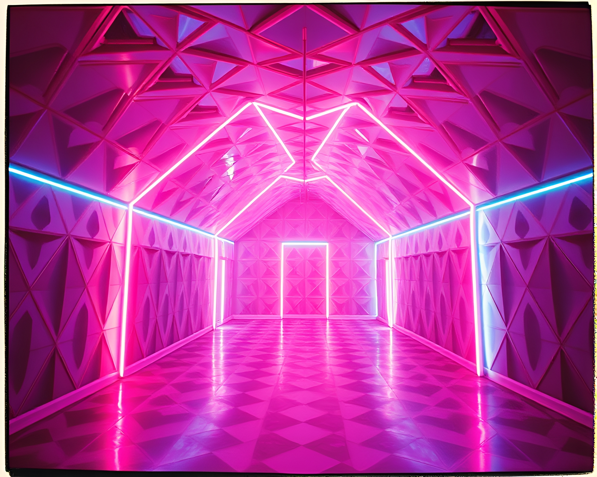 Vintage Neon Mind Palace: Geometric Patterns – free AI stock image