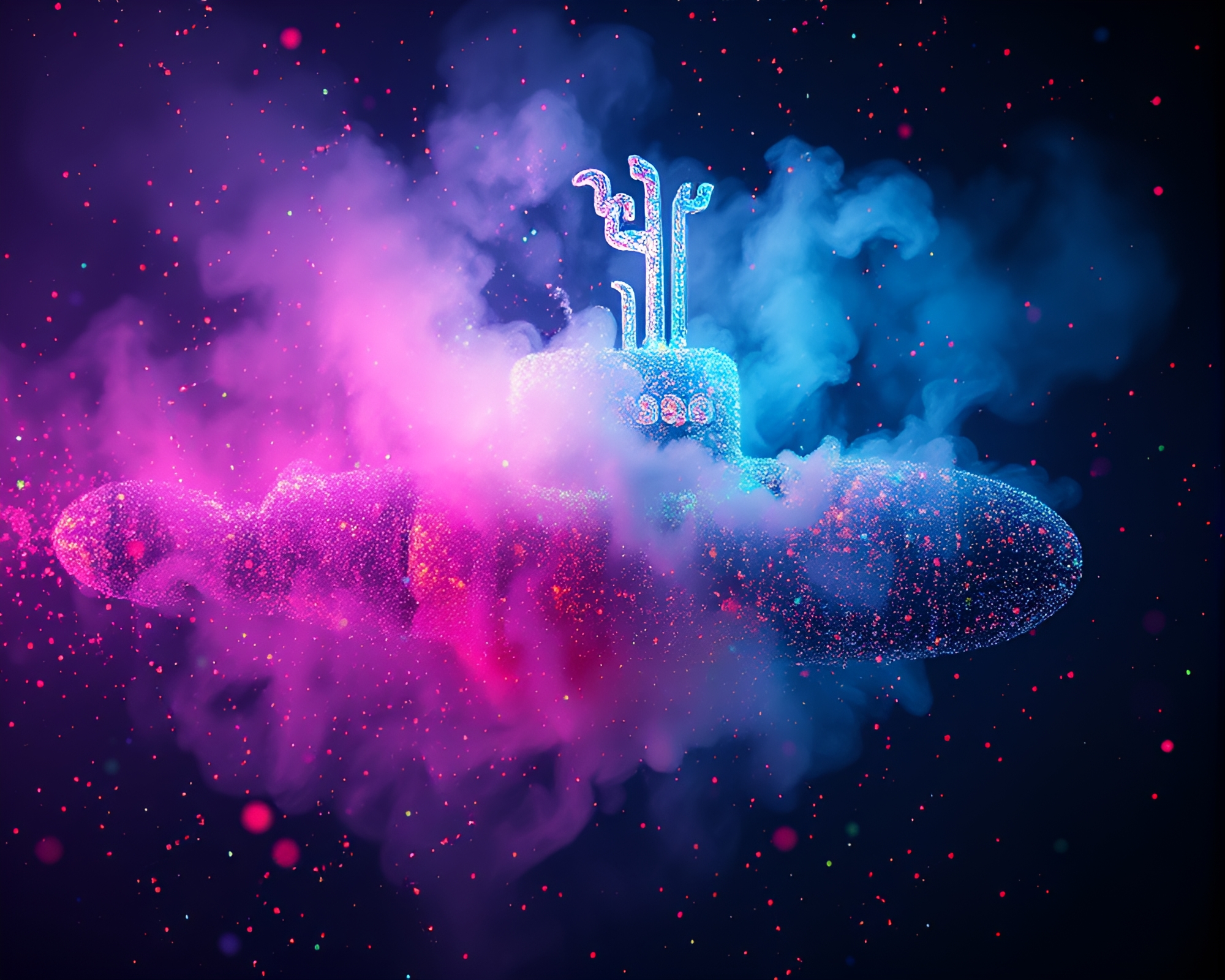 Vibrant Submarine Steam Vapor Confetti Burst Artwork – free AI stock image