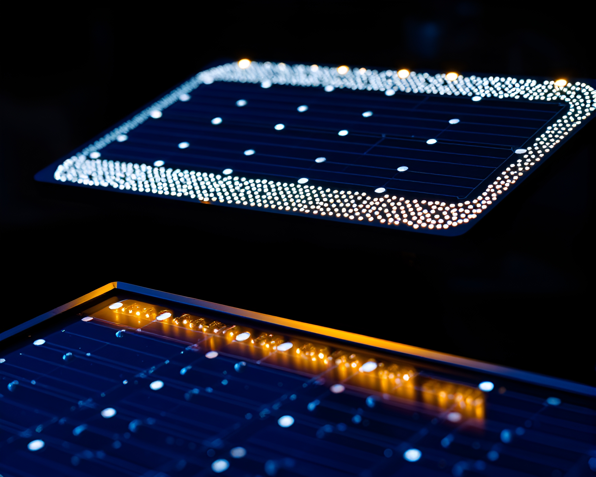 Glow-in-the-Dark Solar Panel Beadwork Art – free AI stock image