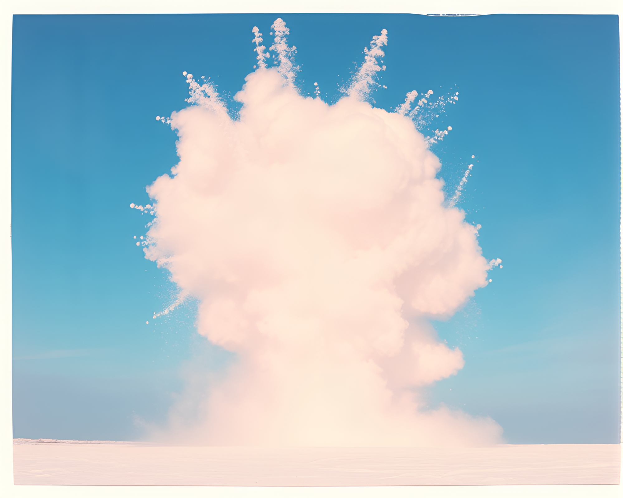 Topaz Winter Explosion in Polaroid Frame – free AI stock image
