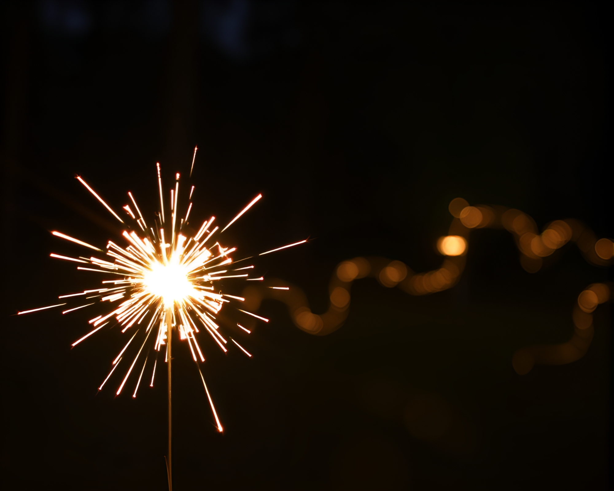 Elf surrounded by sparkler trails at dusk – free AI stock image