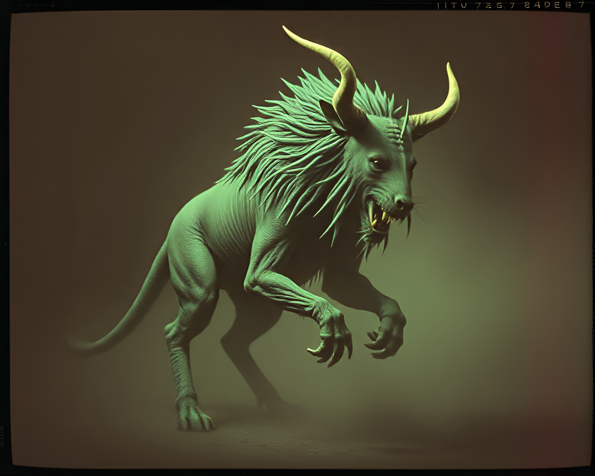 Minotaur Emerging from VHS Dust – free AI stock image