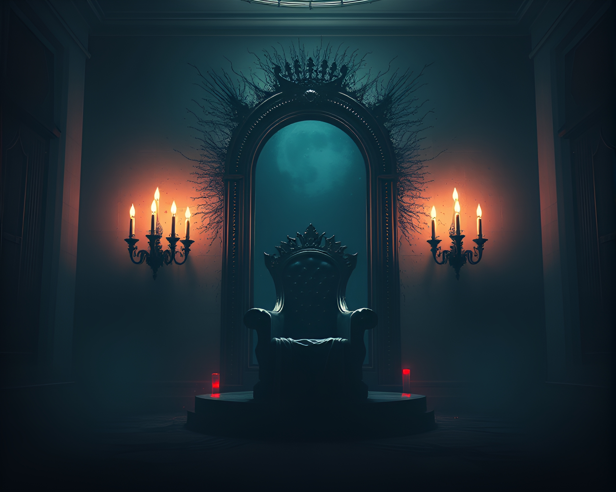 Ethereal Throne Mirror in Splatter Art Style – free AI stock image