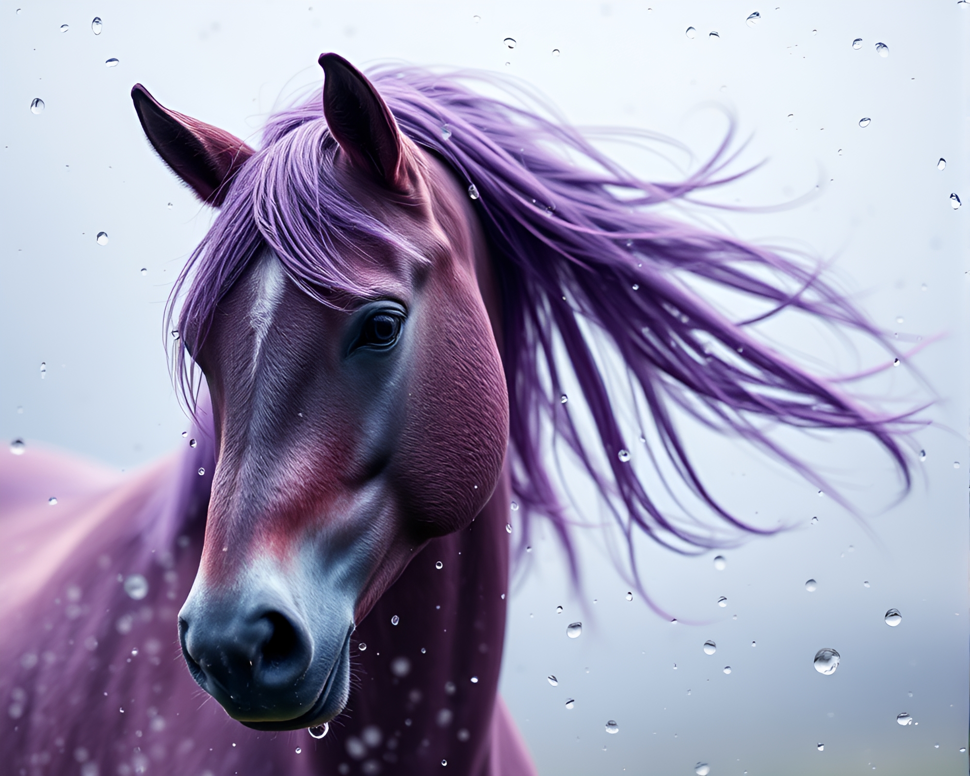 Majestic Wild Stallion in Amethyst X-Ray Vision – free AI stock image