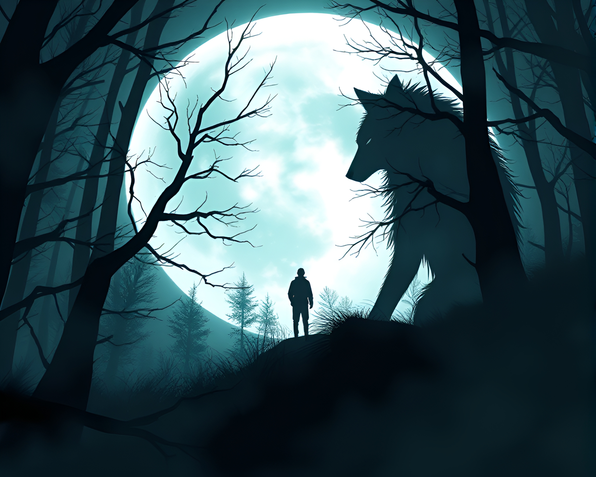 Werewolf in Manga Frame Within Frame Composition – free AI stock image
