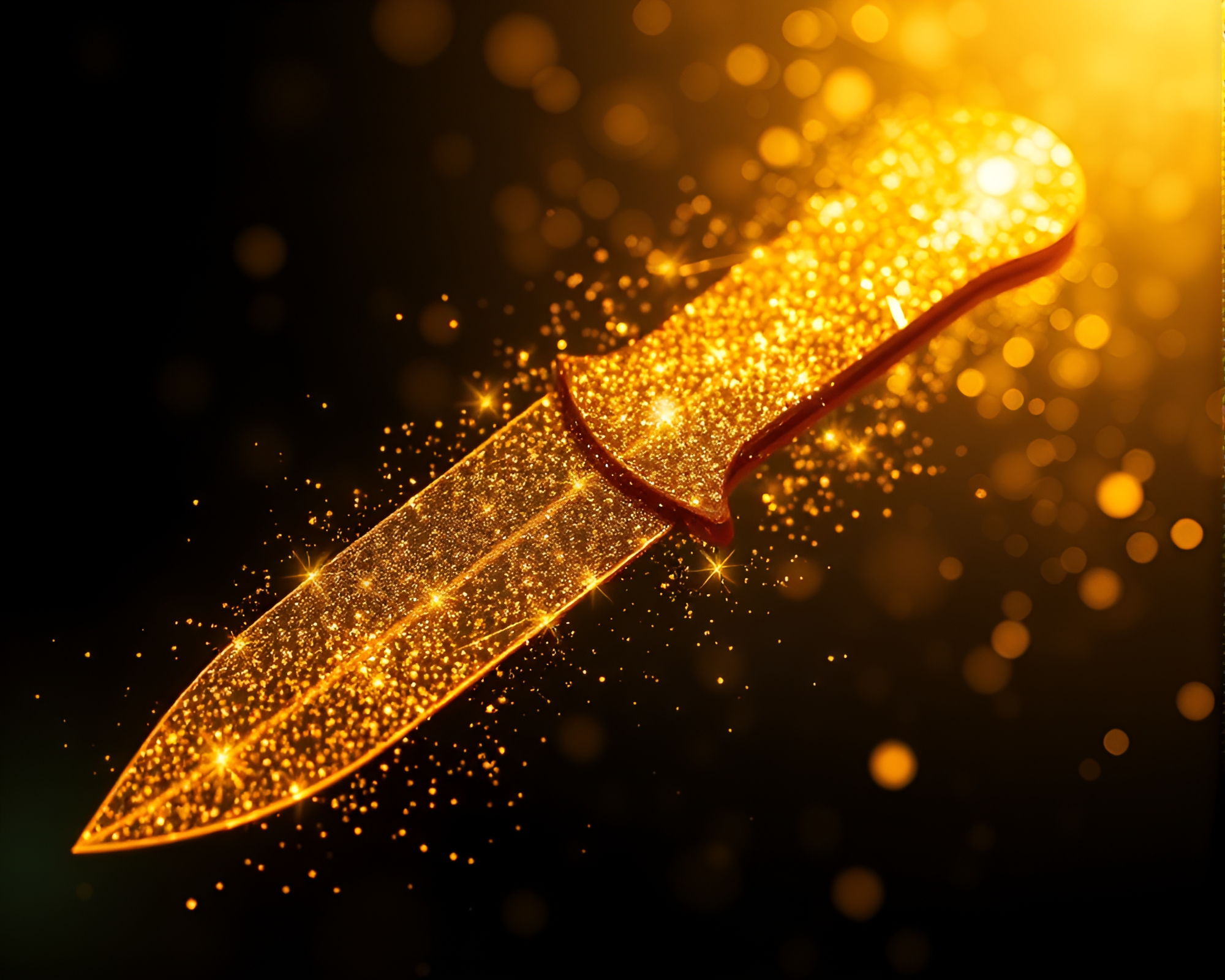 Rusty Pocketknife with Gold Foil Accents and Metallic Sparkle – free AI stock image