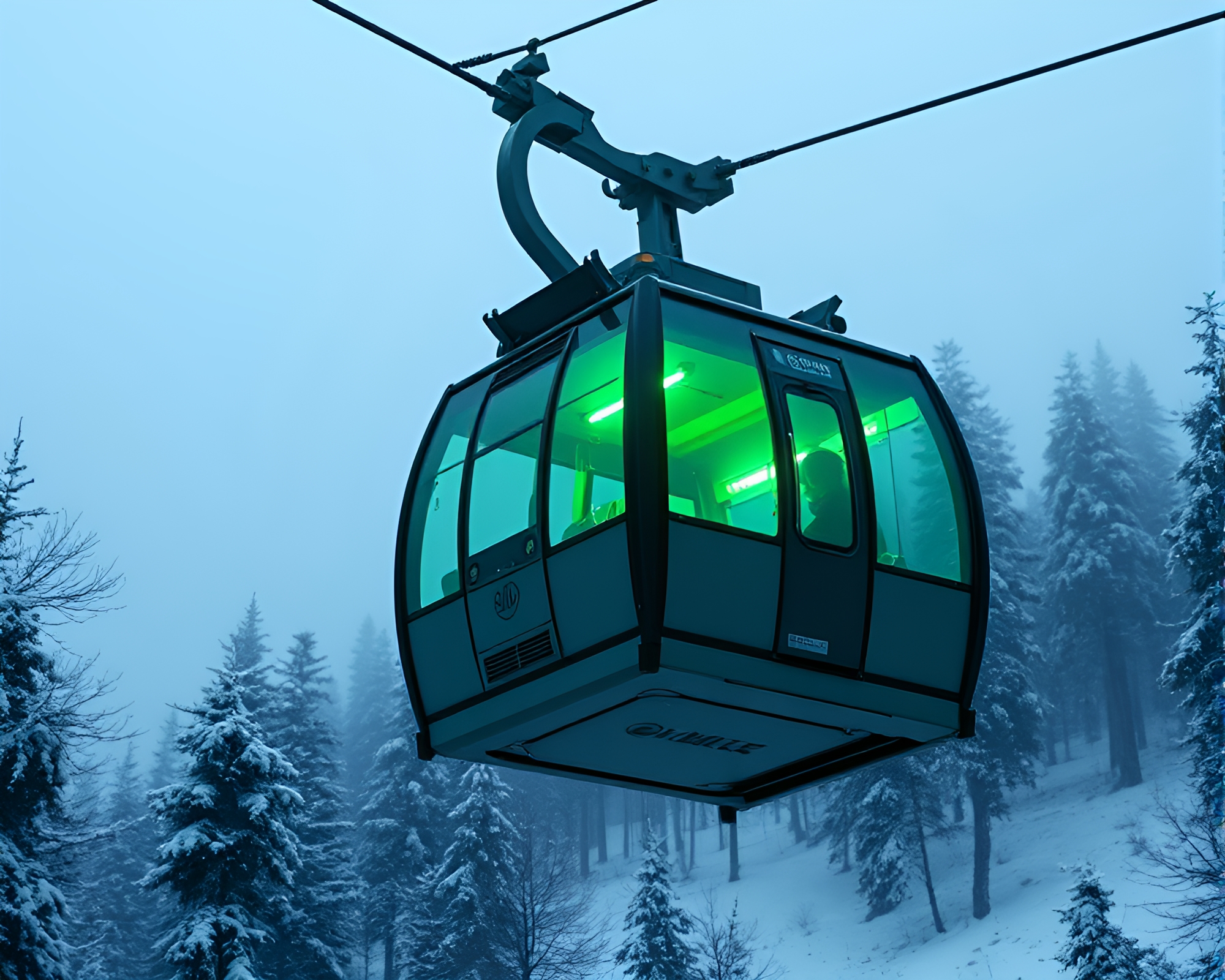 Dystopian Gondola Lift Backscatter Flare – free AI stock image