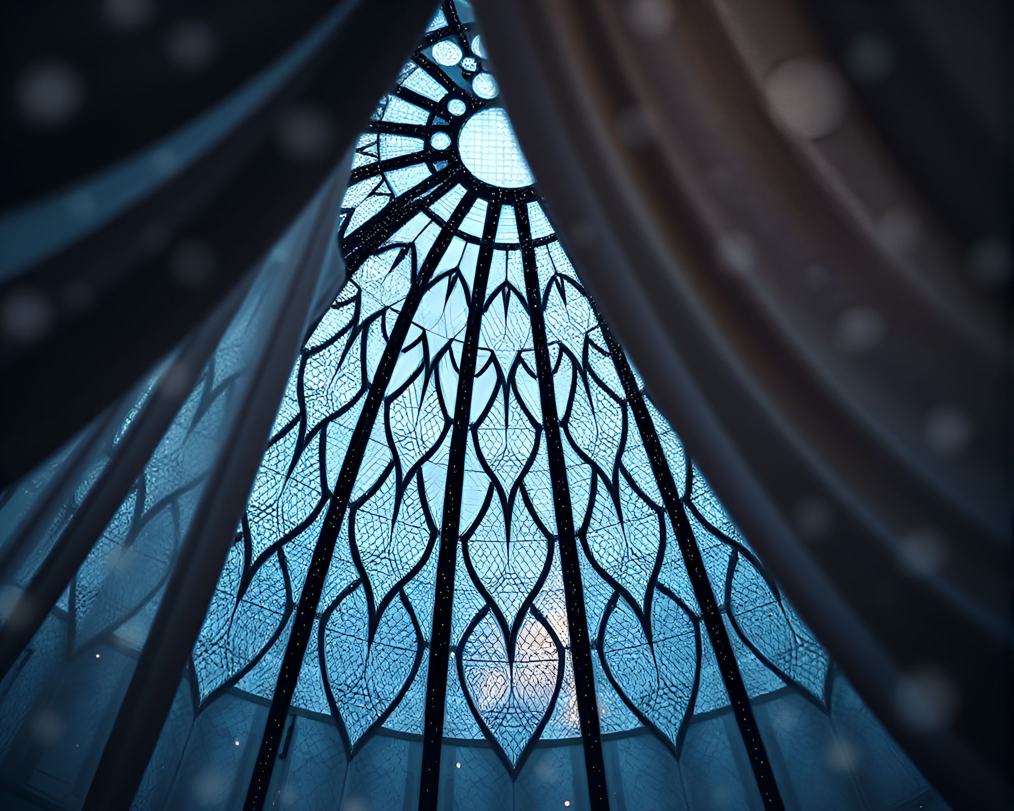 Snow-kissed Stained Glass Dome with Fabric Folds – free AI stock image