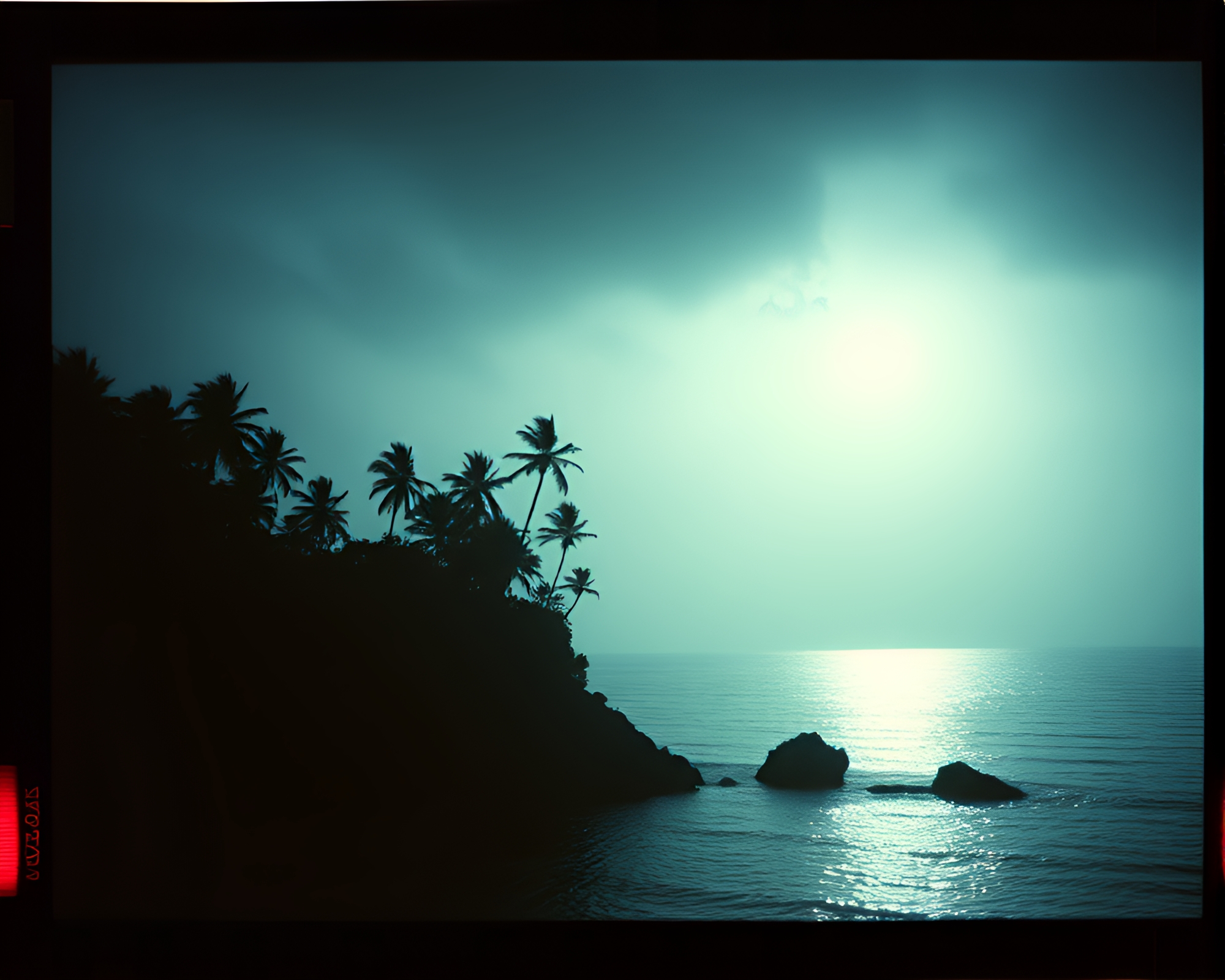 Cinematic Island Escape with Vintage Film Aesthetic – free AI stock image