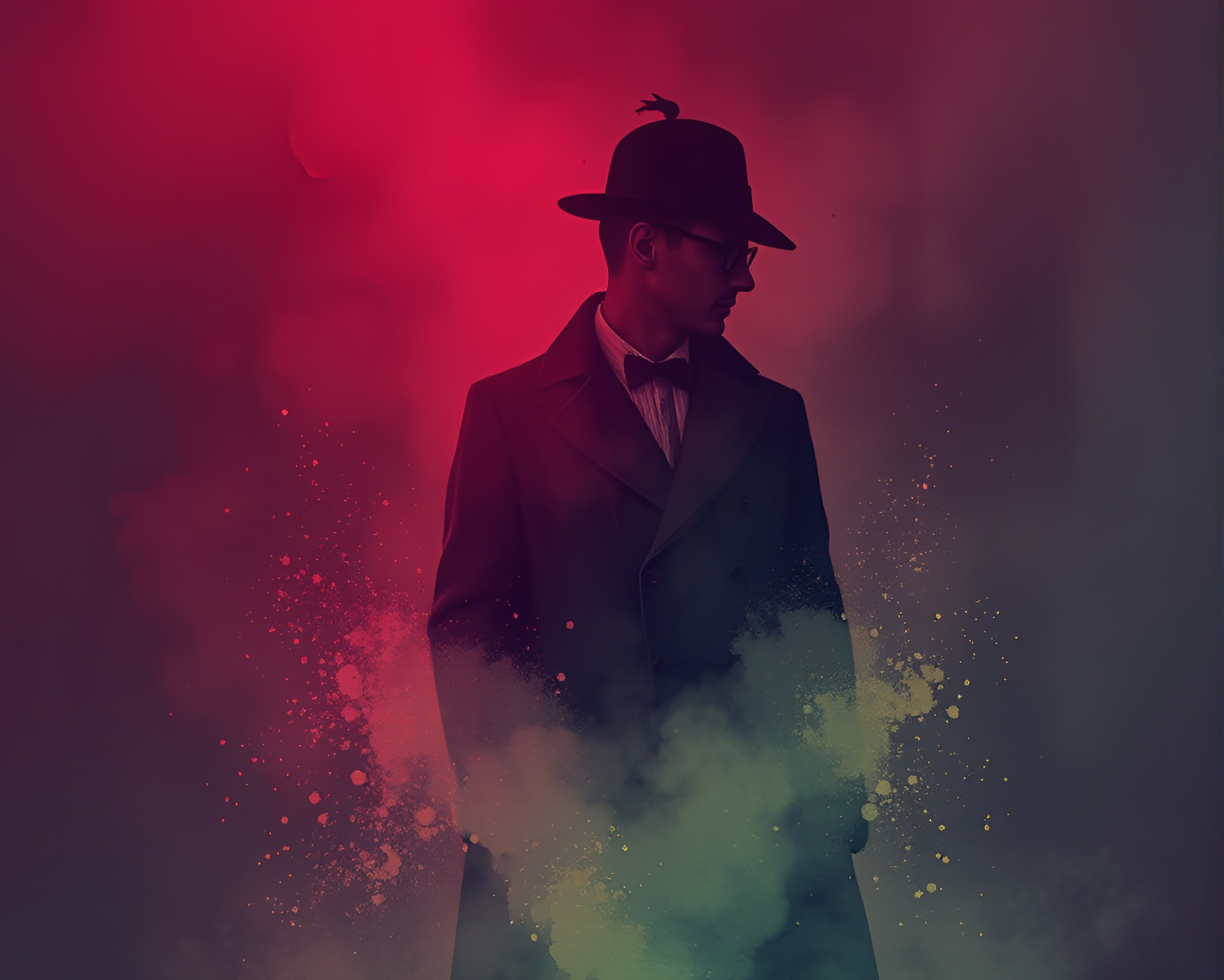 Cyberpunk Sherlock Holmes Dust Overlay Illustration – free AI stock image