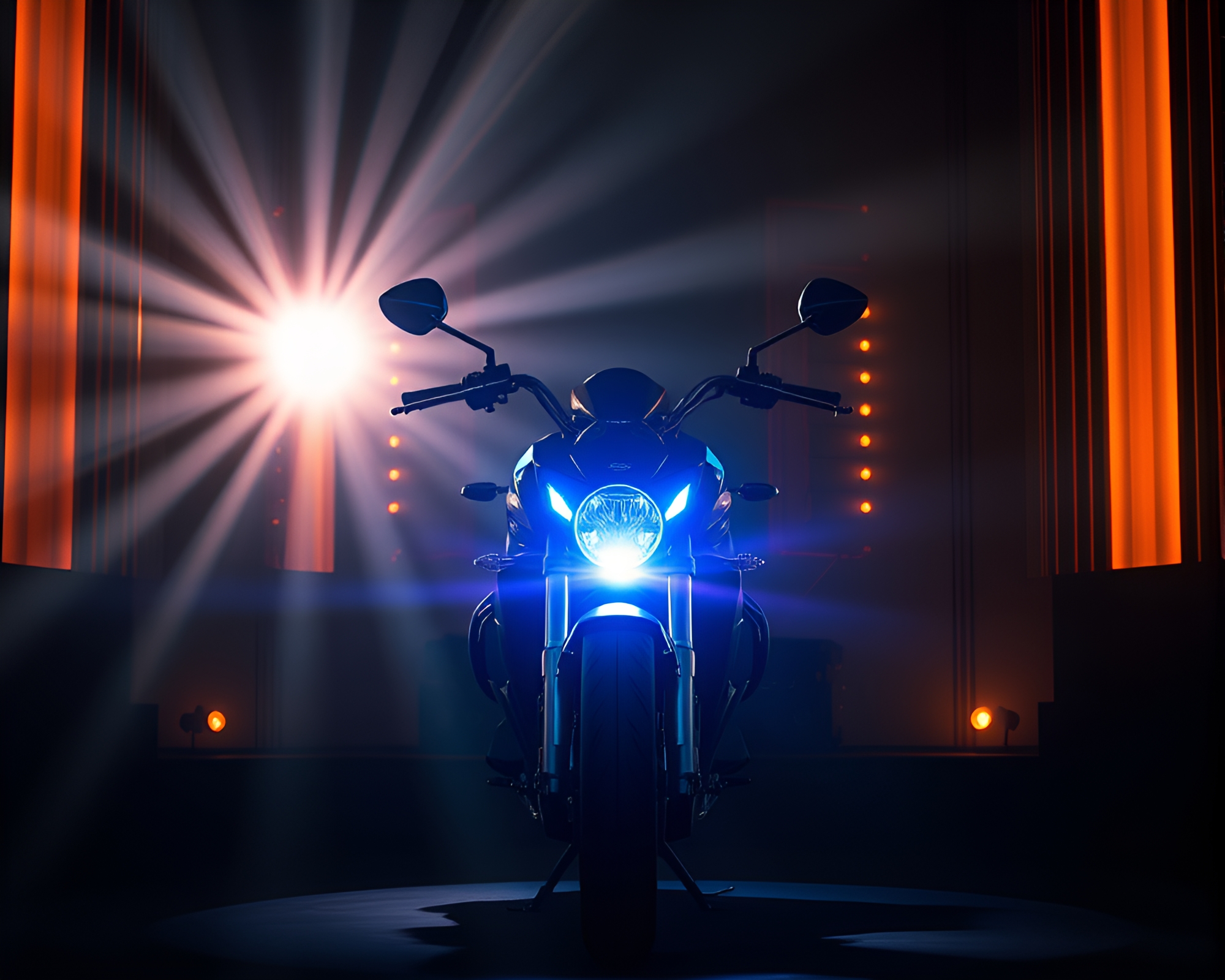 Motorcycle King’s Throne Room Illuminated with Lens Flare – free AI stock image