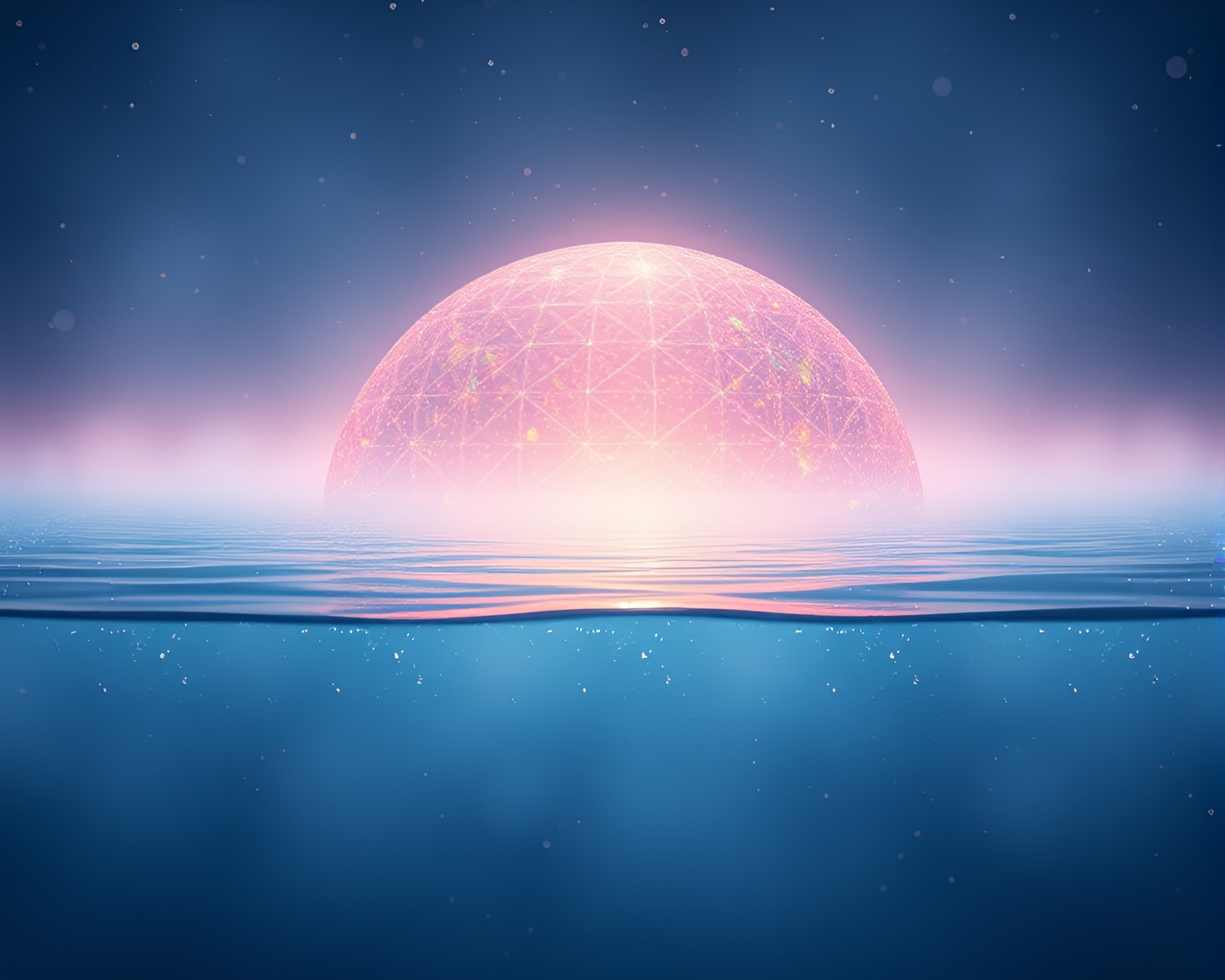 Holographic Underwater Dome at Dawn Mist – free AI stock image