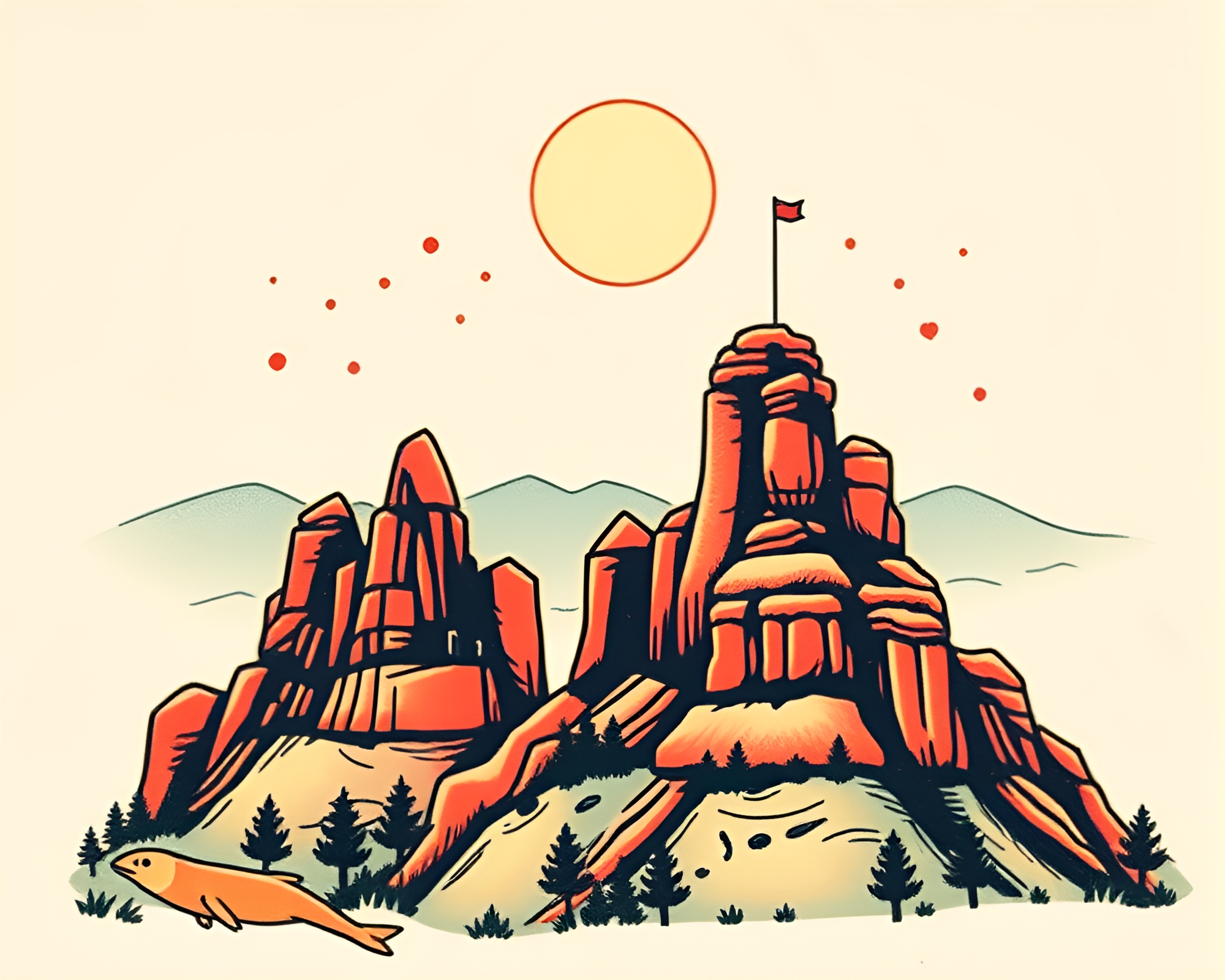 Canyon Rust Cupcake Tower Tattoo Flash Art – free AI stock image